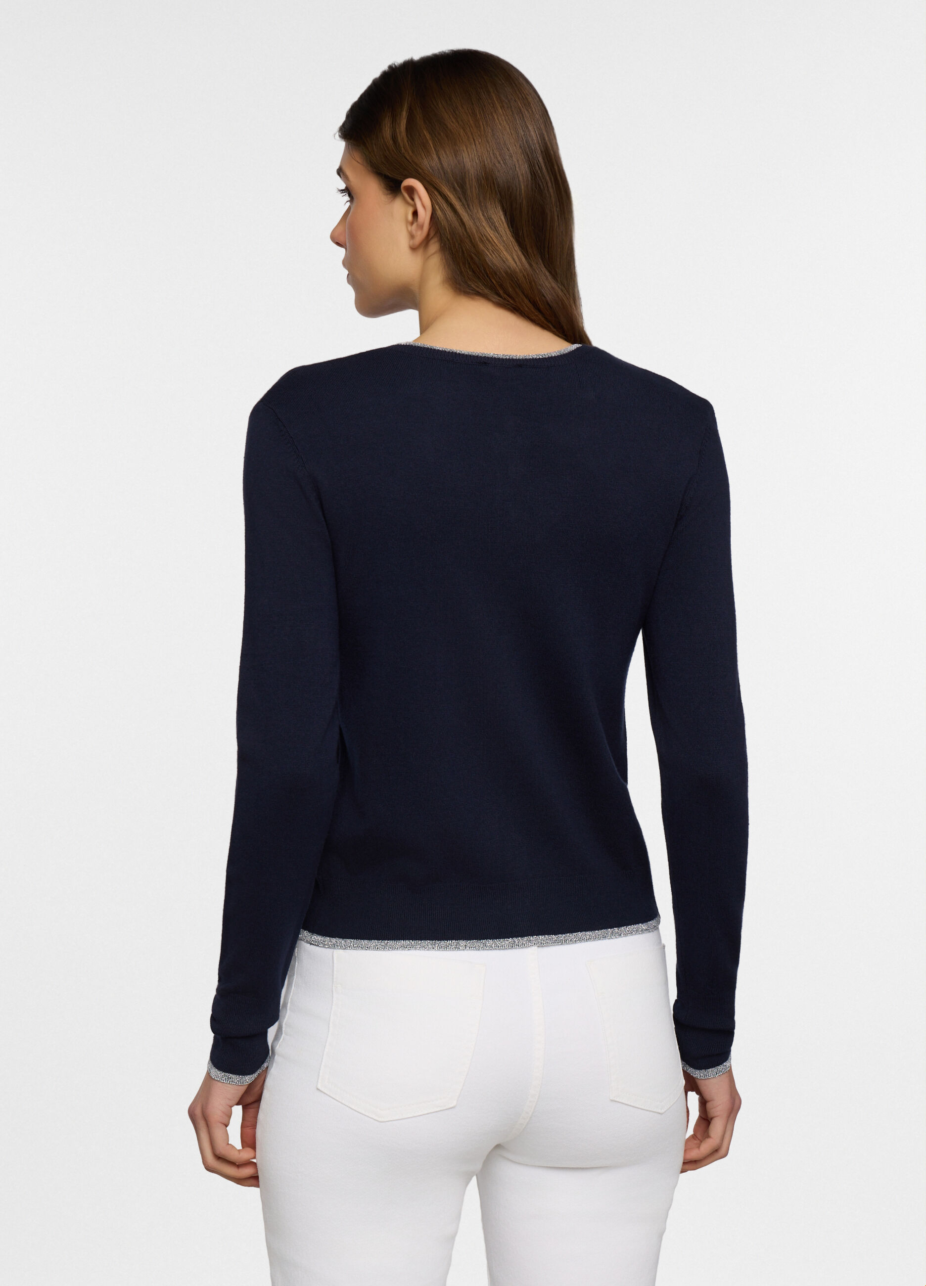 Cardigan girocollo rasato donna_1