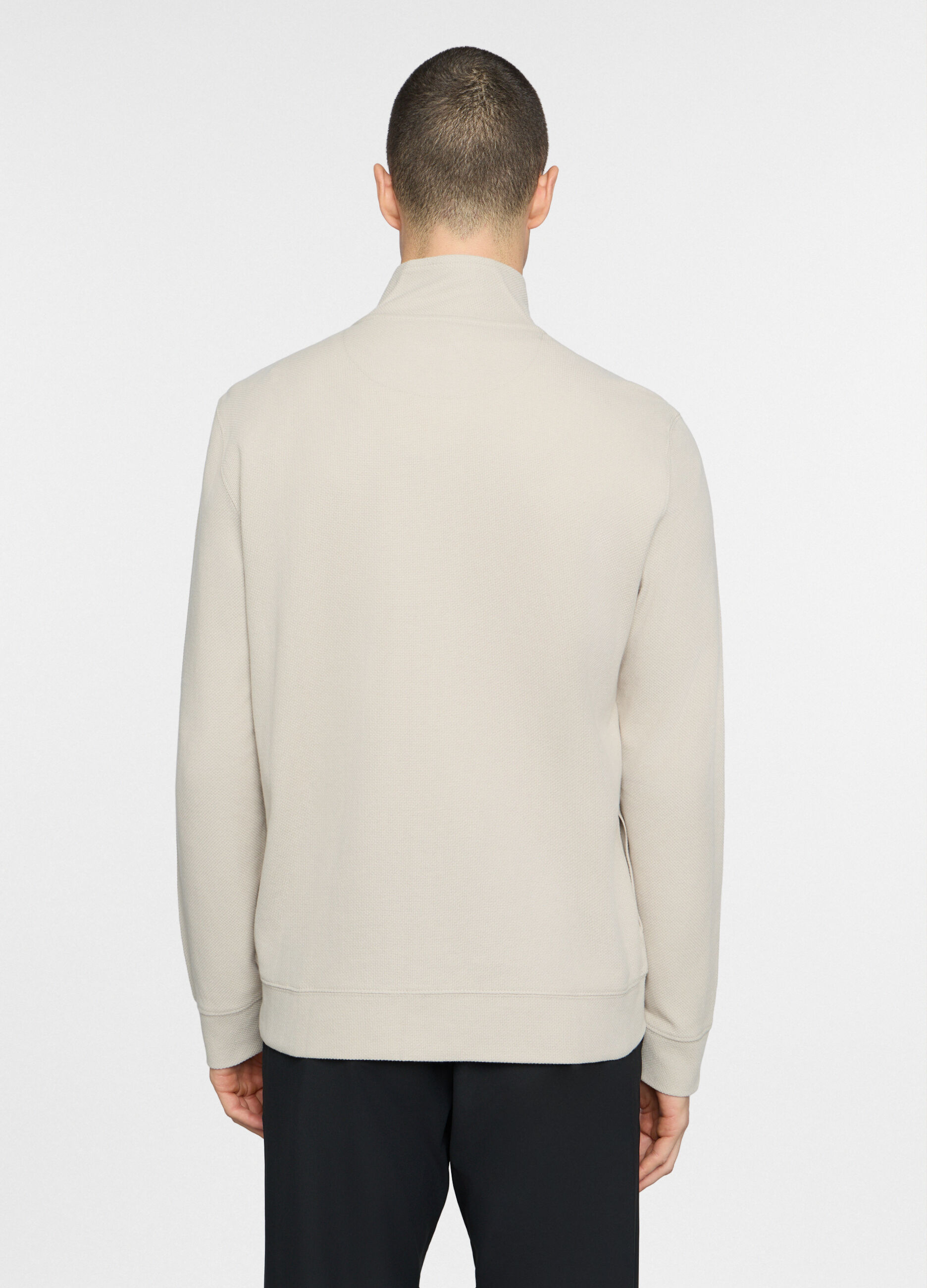 Felpa collo alto in cotone piquet uomo_1