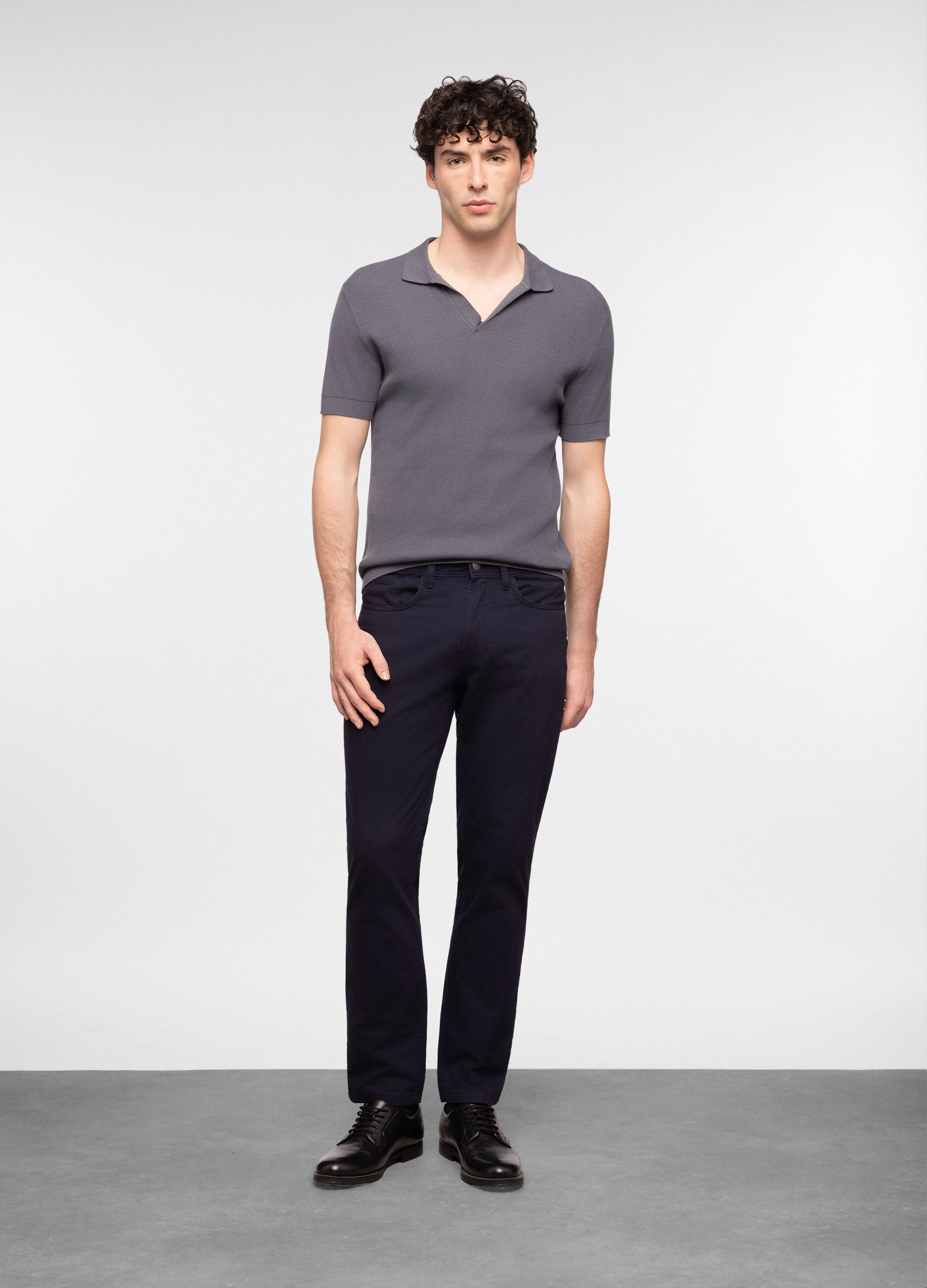 Polo a maniche corte in cotone a costine uomo_0
