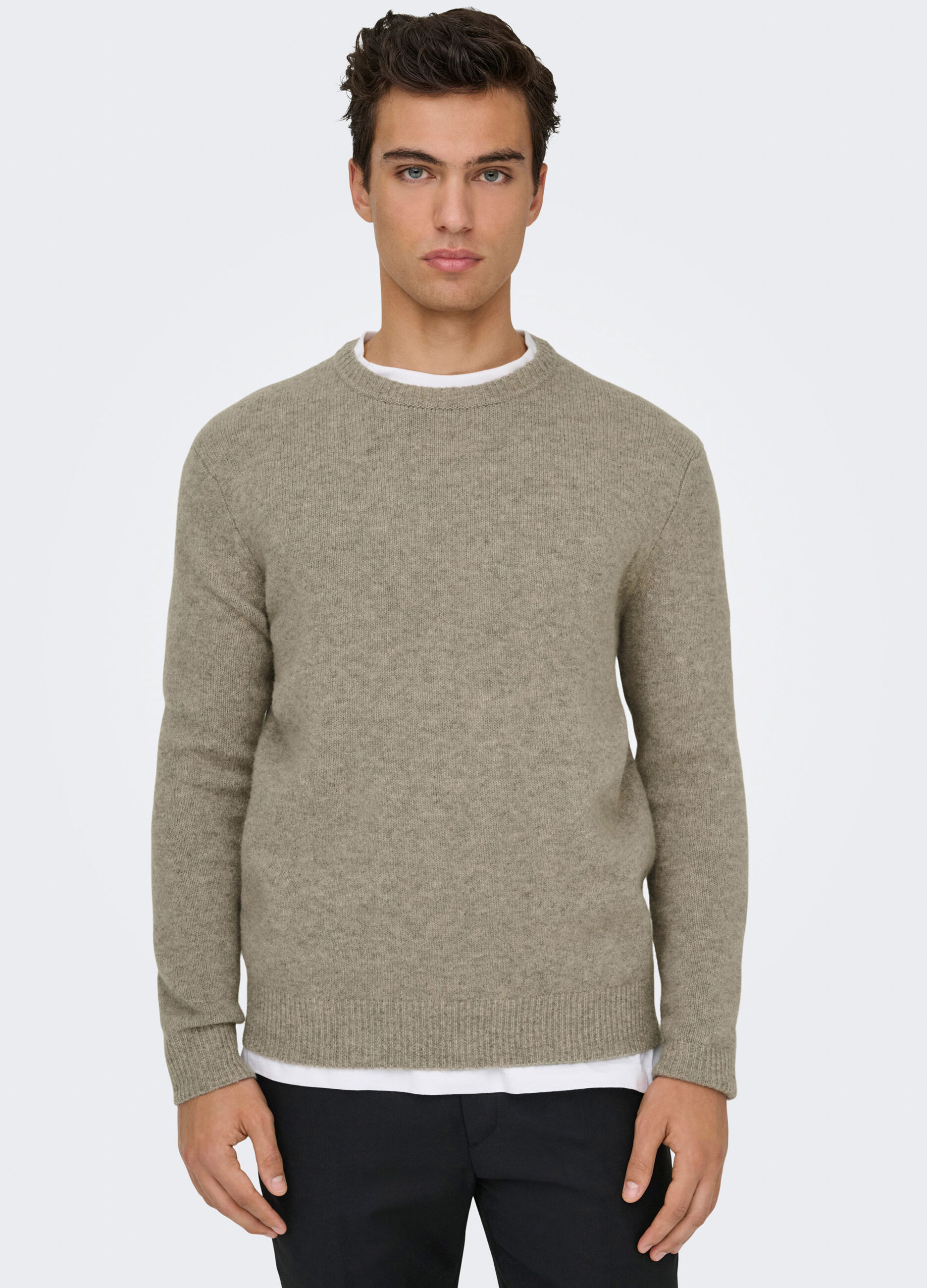 Maglione girocollo con filato m&eacute;lange uomo_0