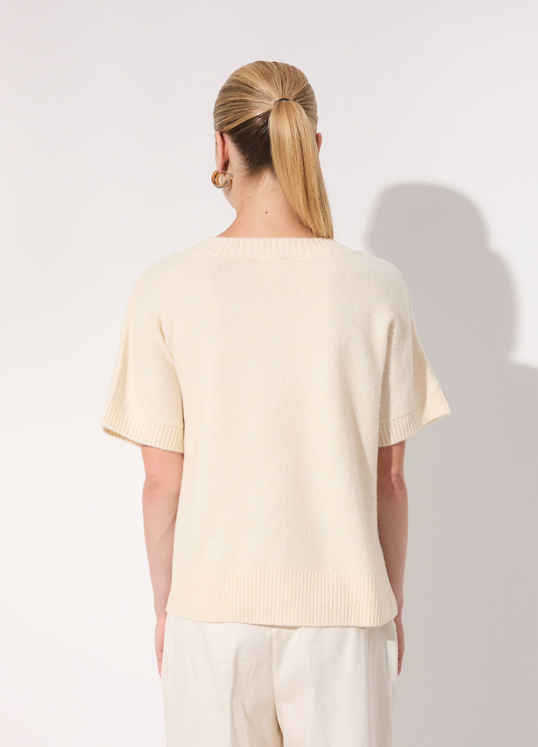 Tricot kimono a maniche corte misto lana donna_2