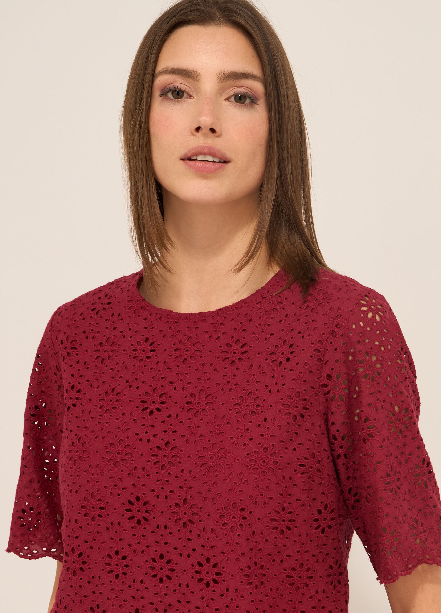 Blusa in puro cotone con ricami donna_2