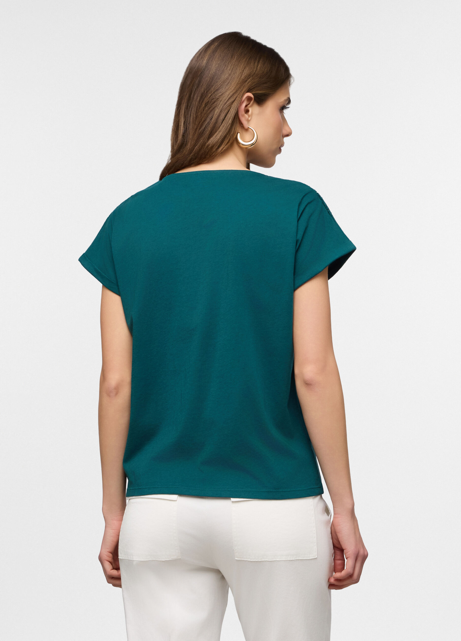 T-shirt girocollo in jersey di puro cotone donna_1