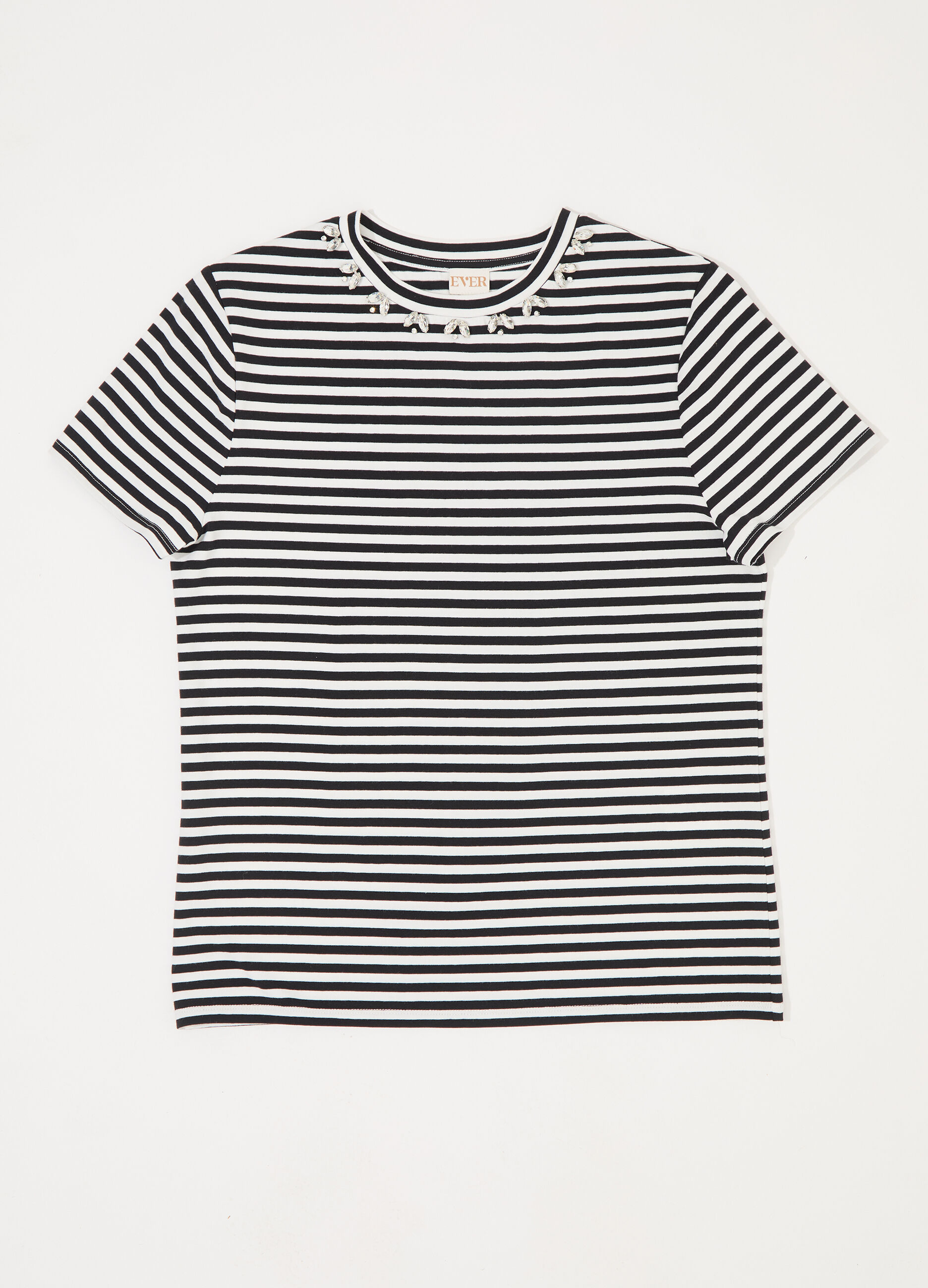 T-shirt in cotone stretch a righe donna_4