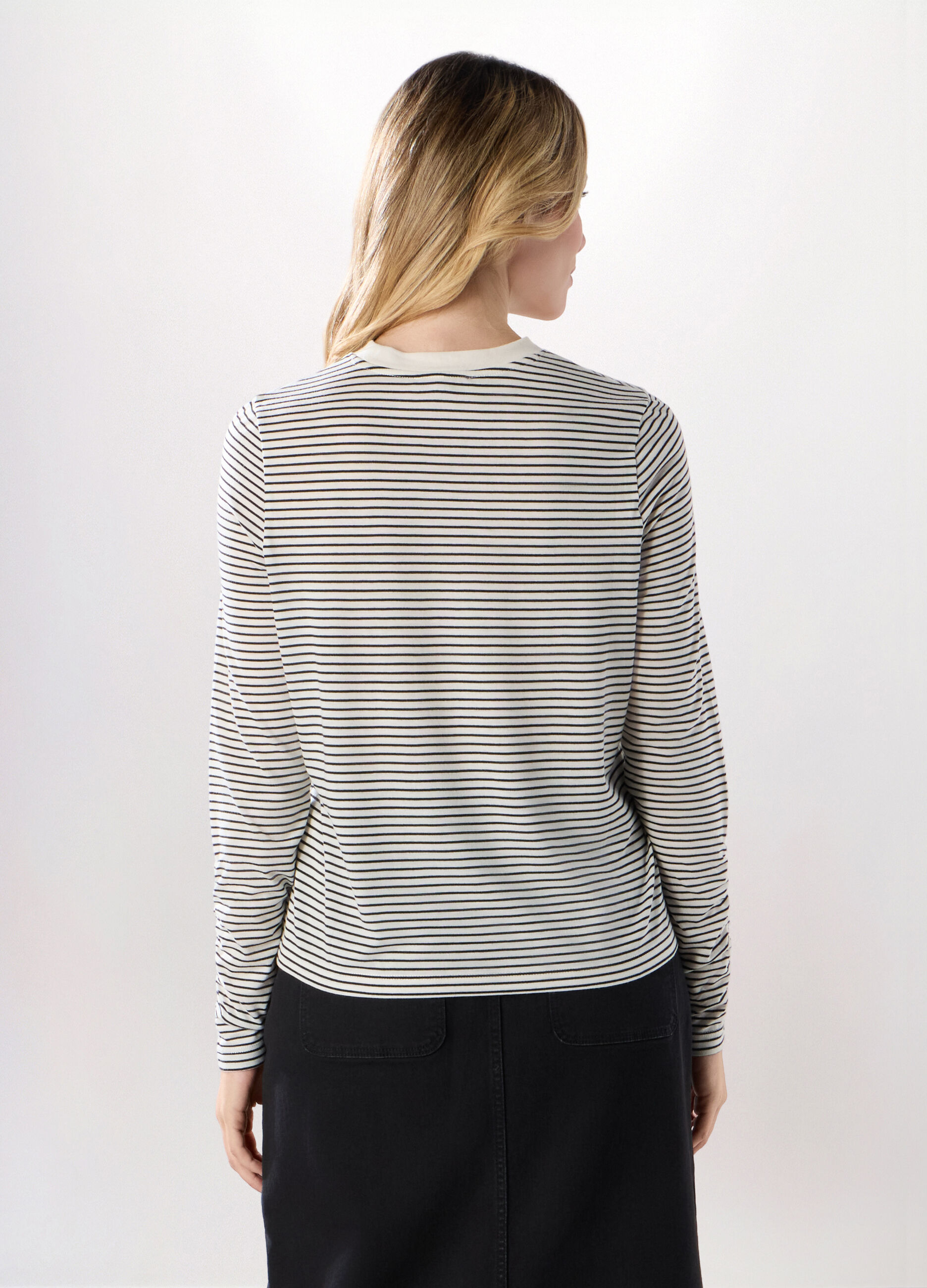 T-shirt misto viscosa a righe donna_1