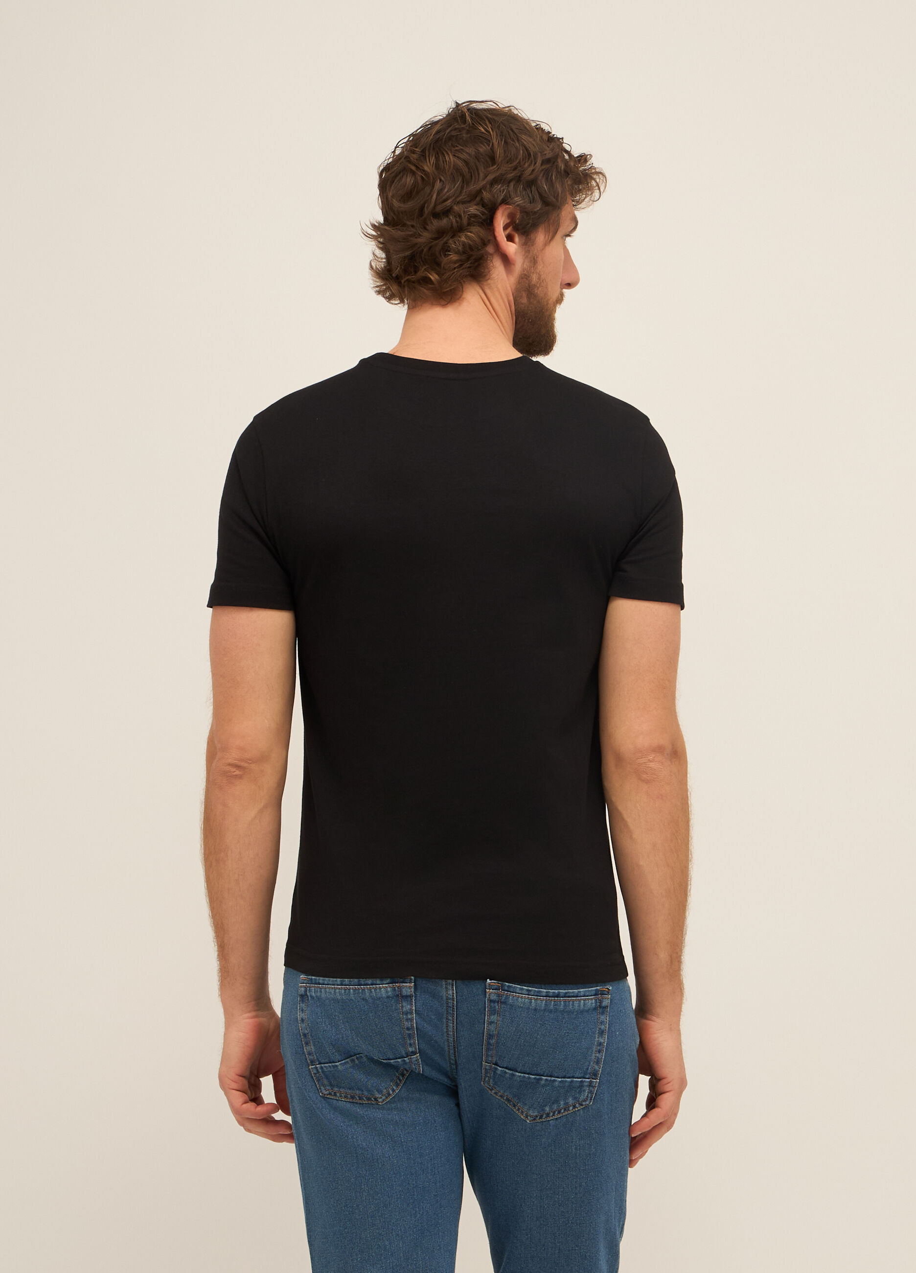 T-shirt girocollo in cotone con stampa uomo_1