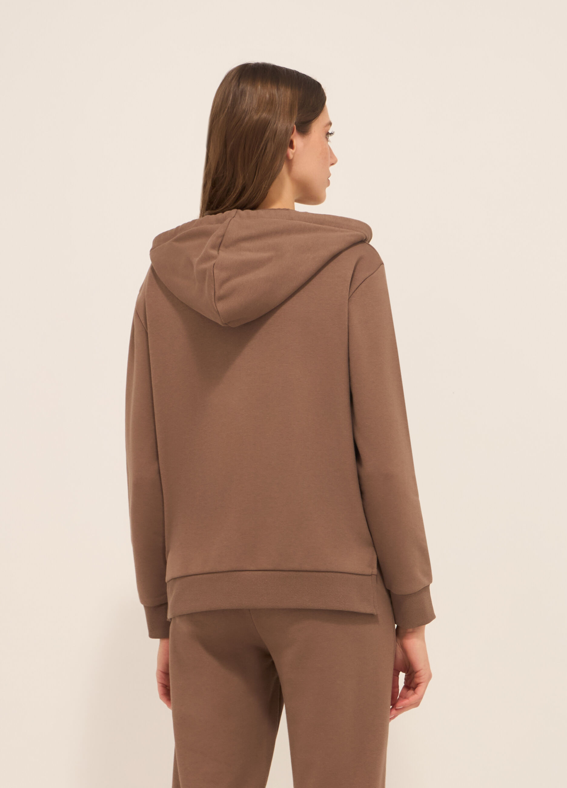 Felpa misto cotone con cappuccio donna_1