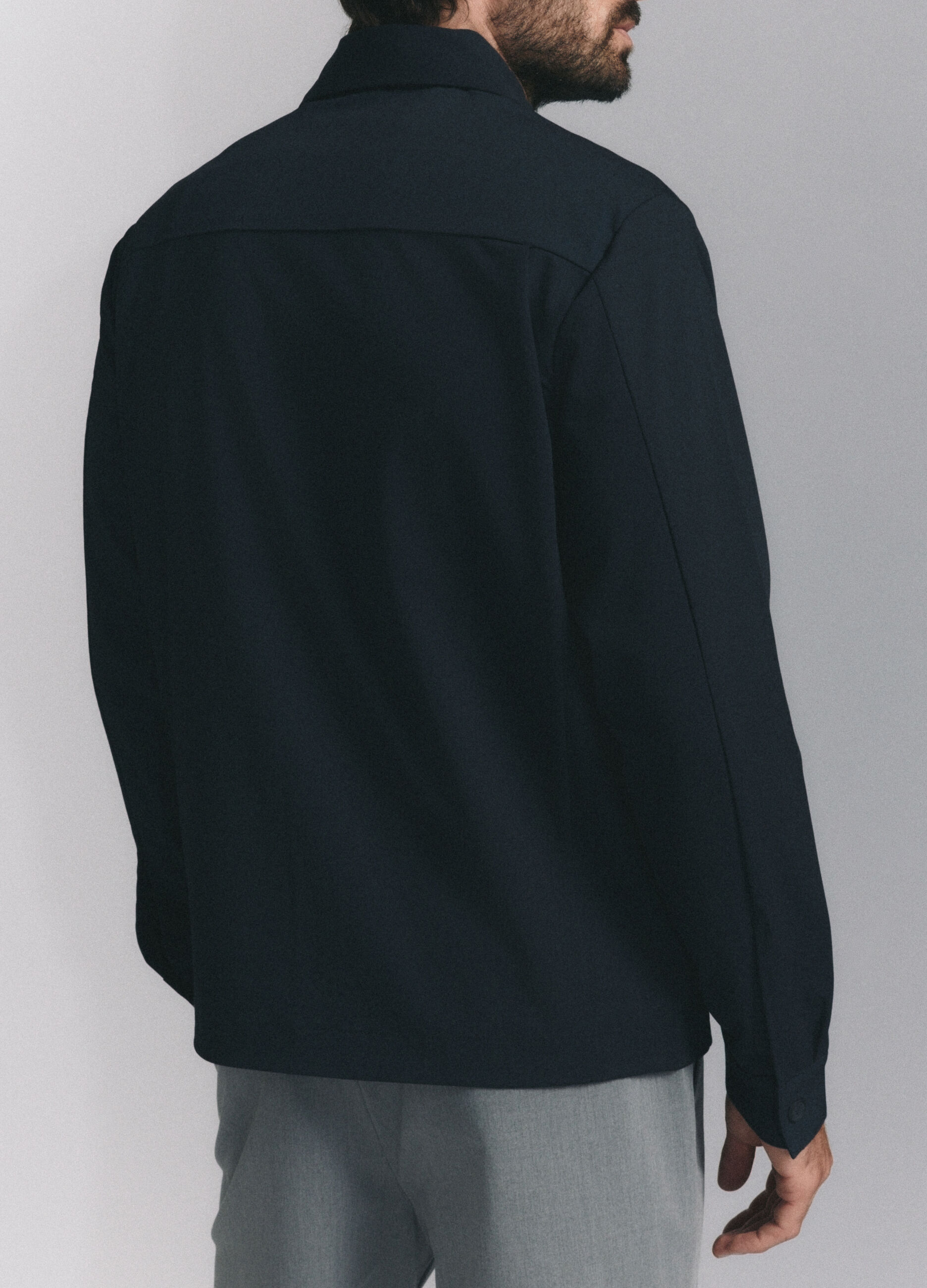 Giacca a camicia in tessuto stretch uomo_2