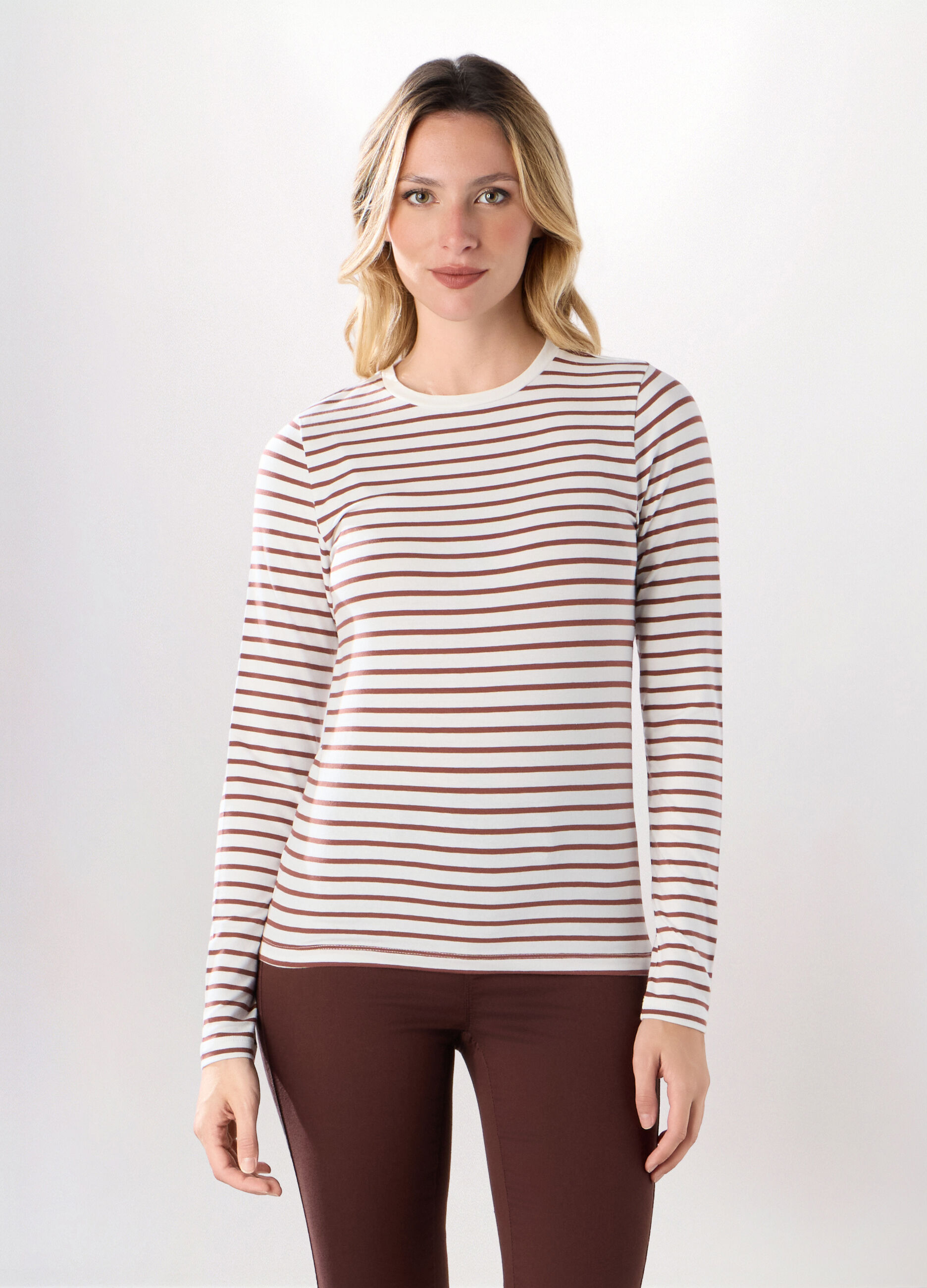 T-shirt in jersey di cotone stretch donna_0