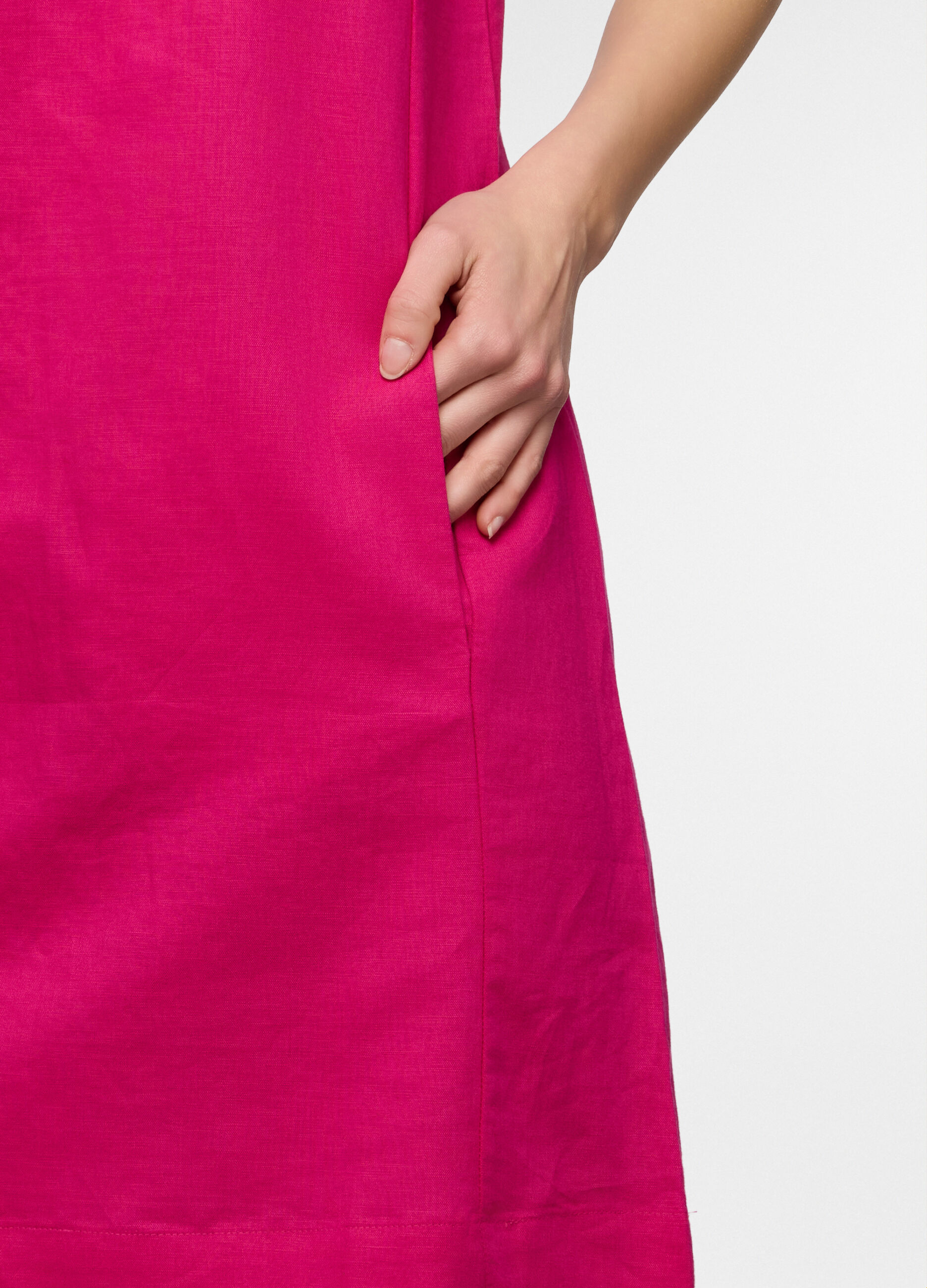 Abito corto misto lino donna_2