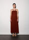 Abito lungo misto lino con scollo dritto donna_1