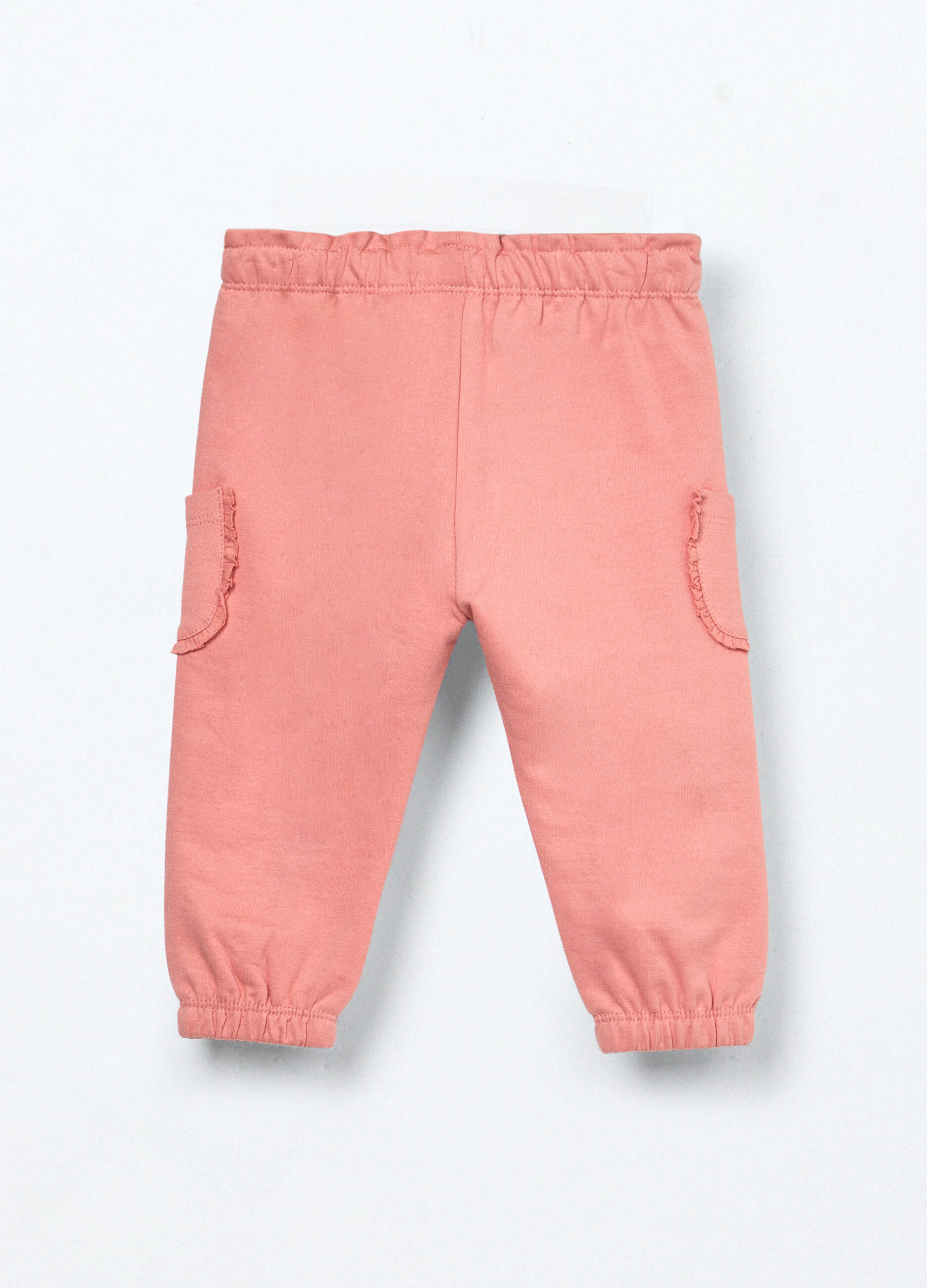 Joggers cargo in felpa di puro cotone neonata_1