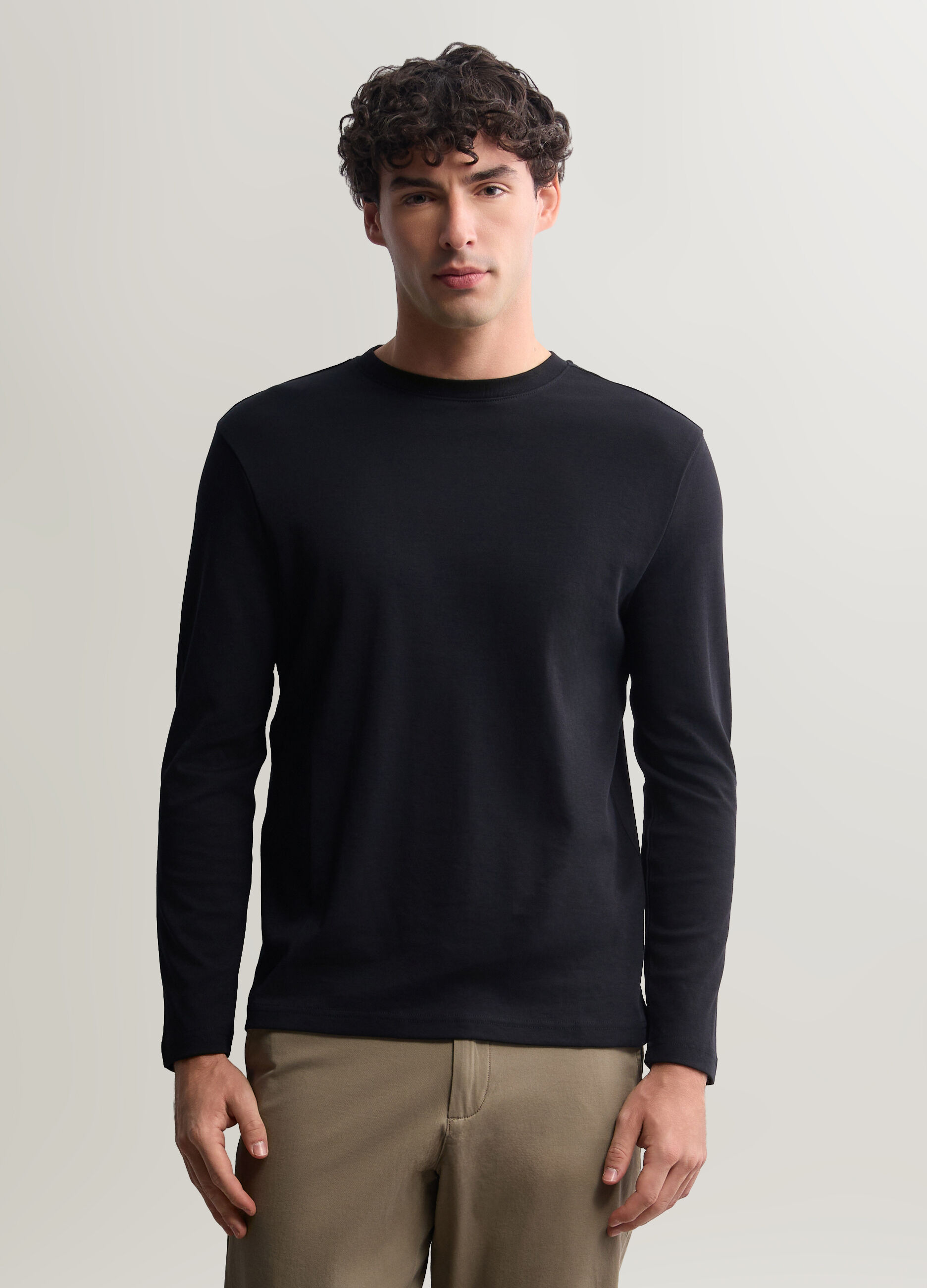 Maglia girocollo in interlock di cotone uomo_0