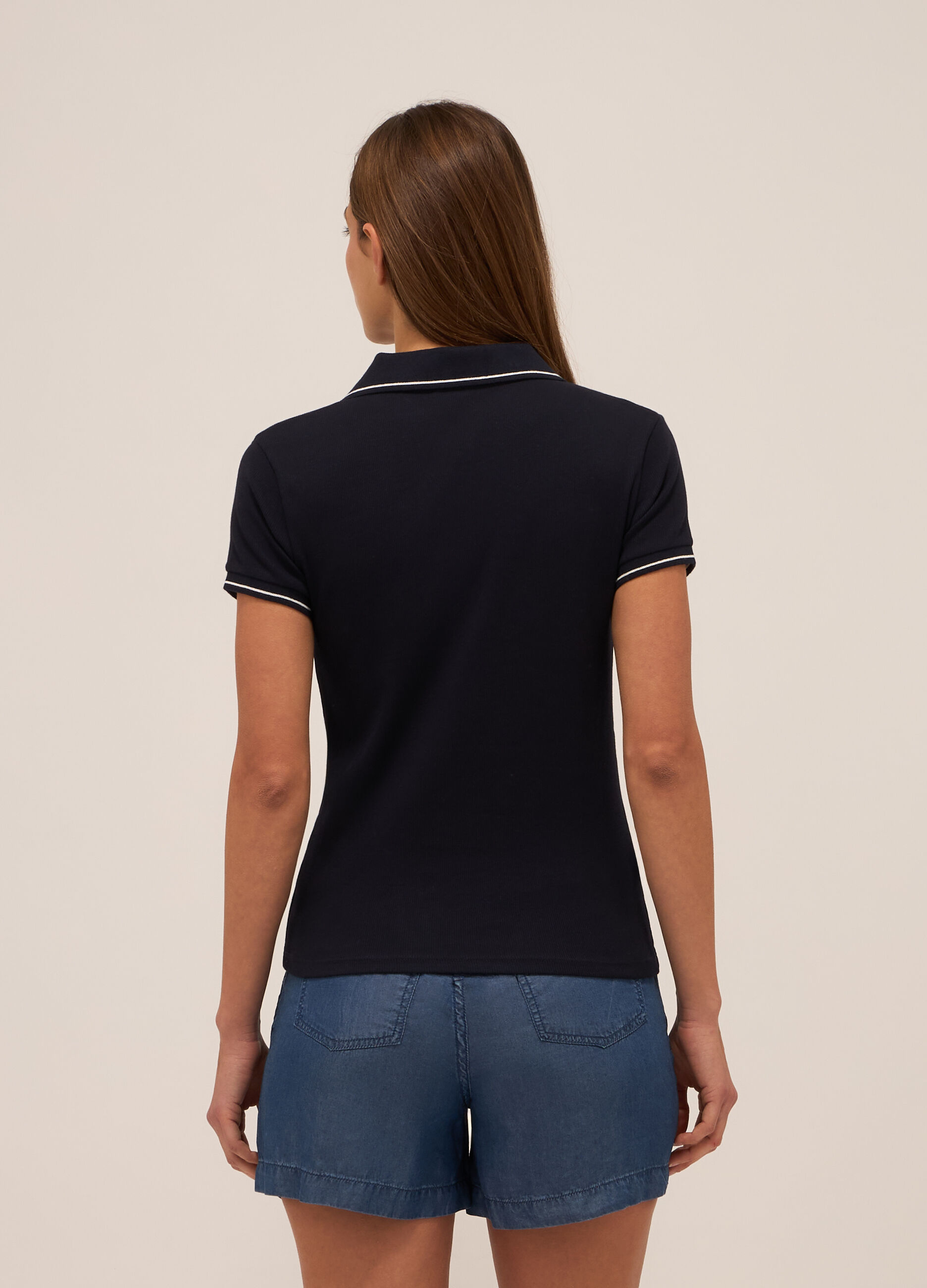 Polo in costina di cotone stretch donna