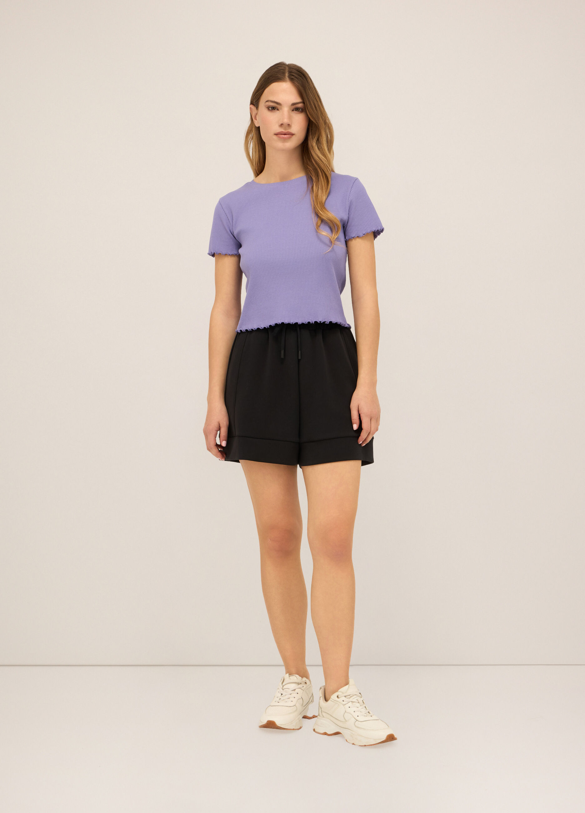 Shorts in jersey di misto cotone donna_0