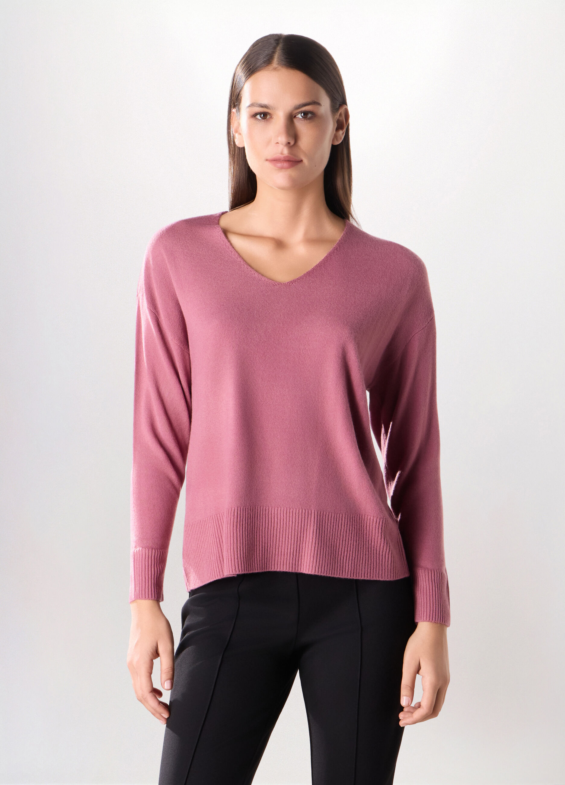 Pullover tricot con scollo a V donna_0