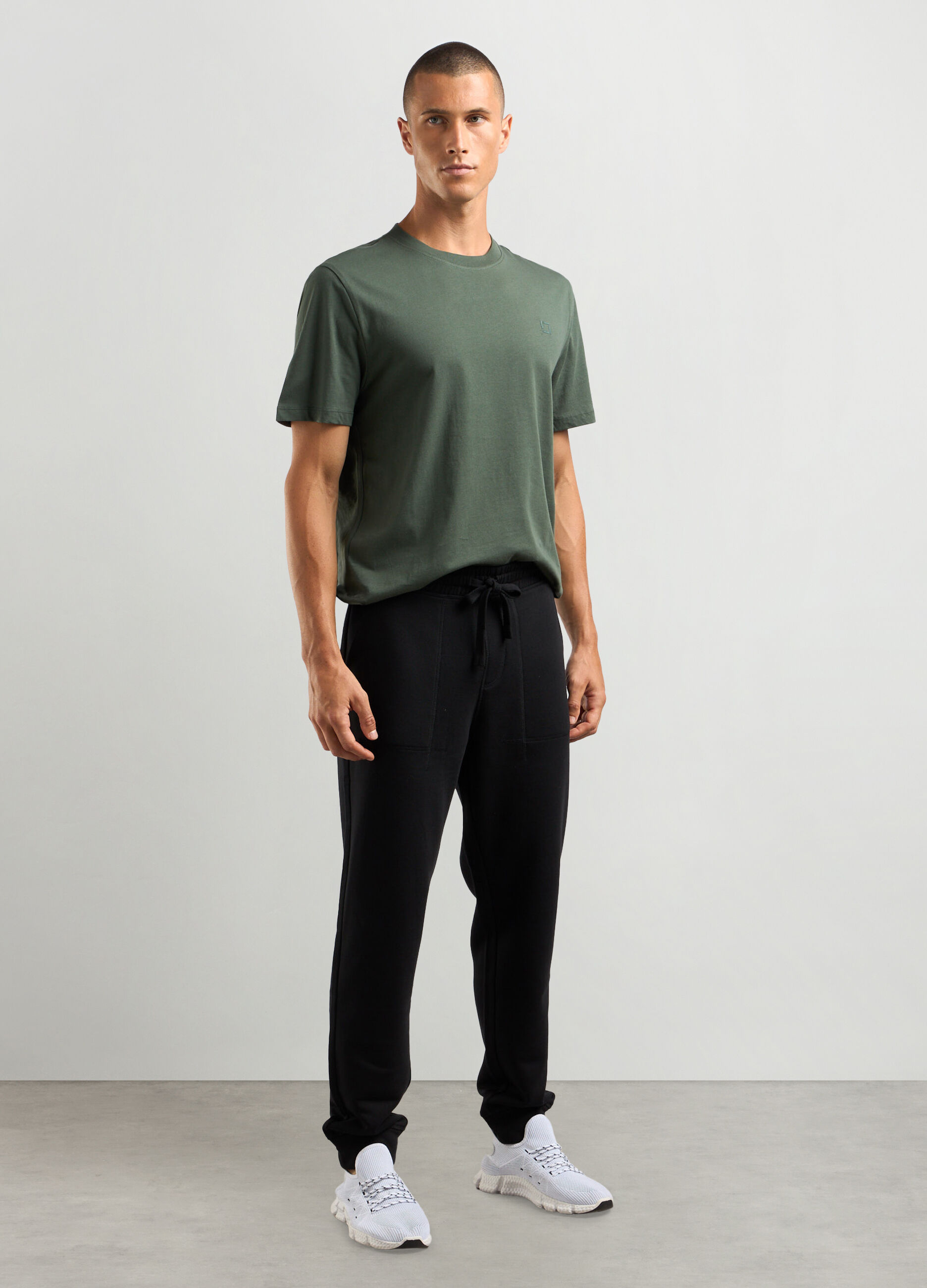 Joggers regular fit in felpa di misto cotone uomo_0