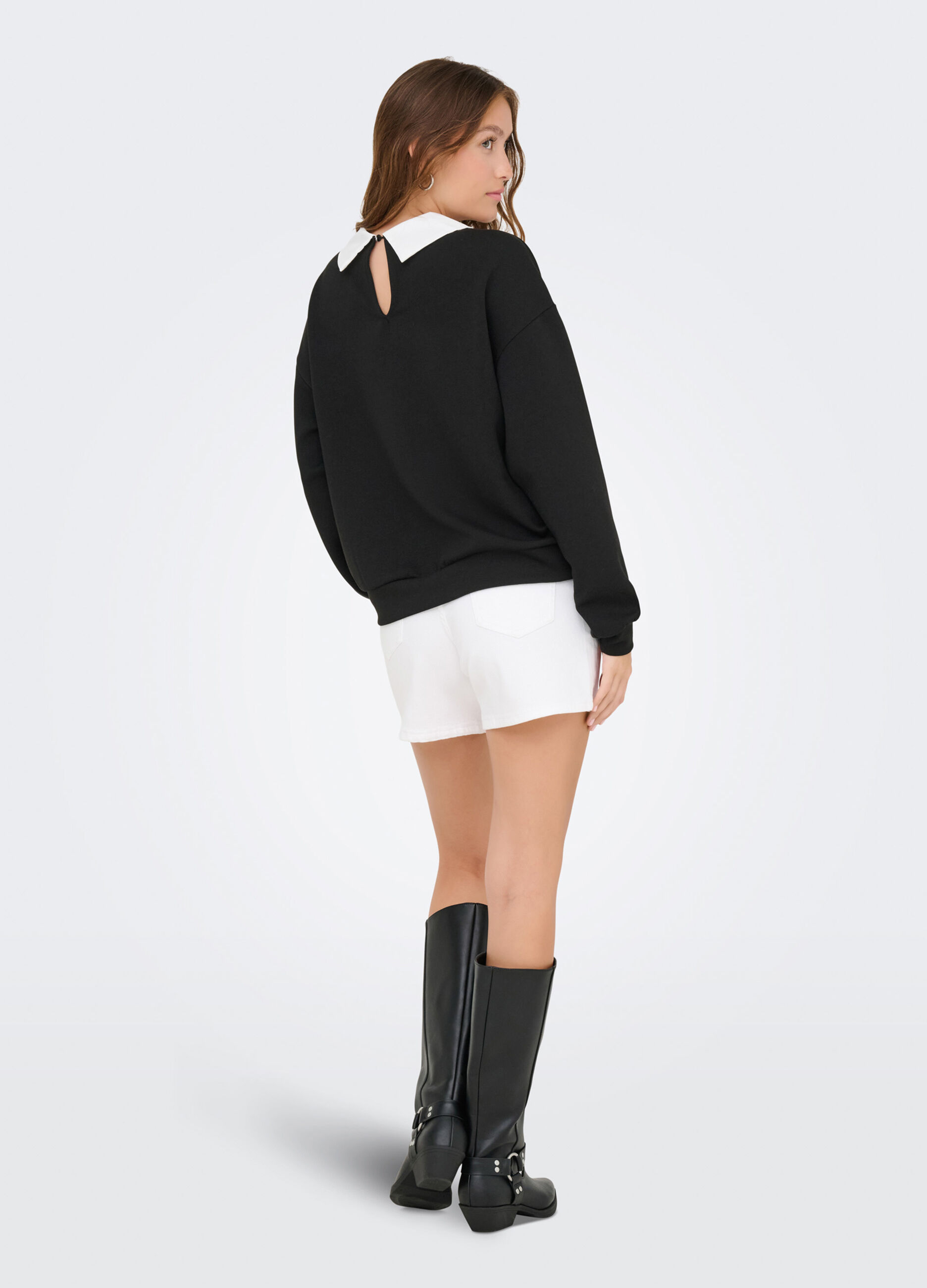 Felpa con inserto camicia donna_5