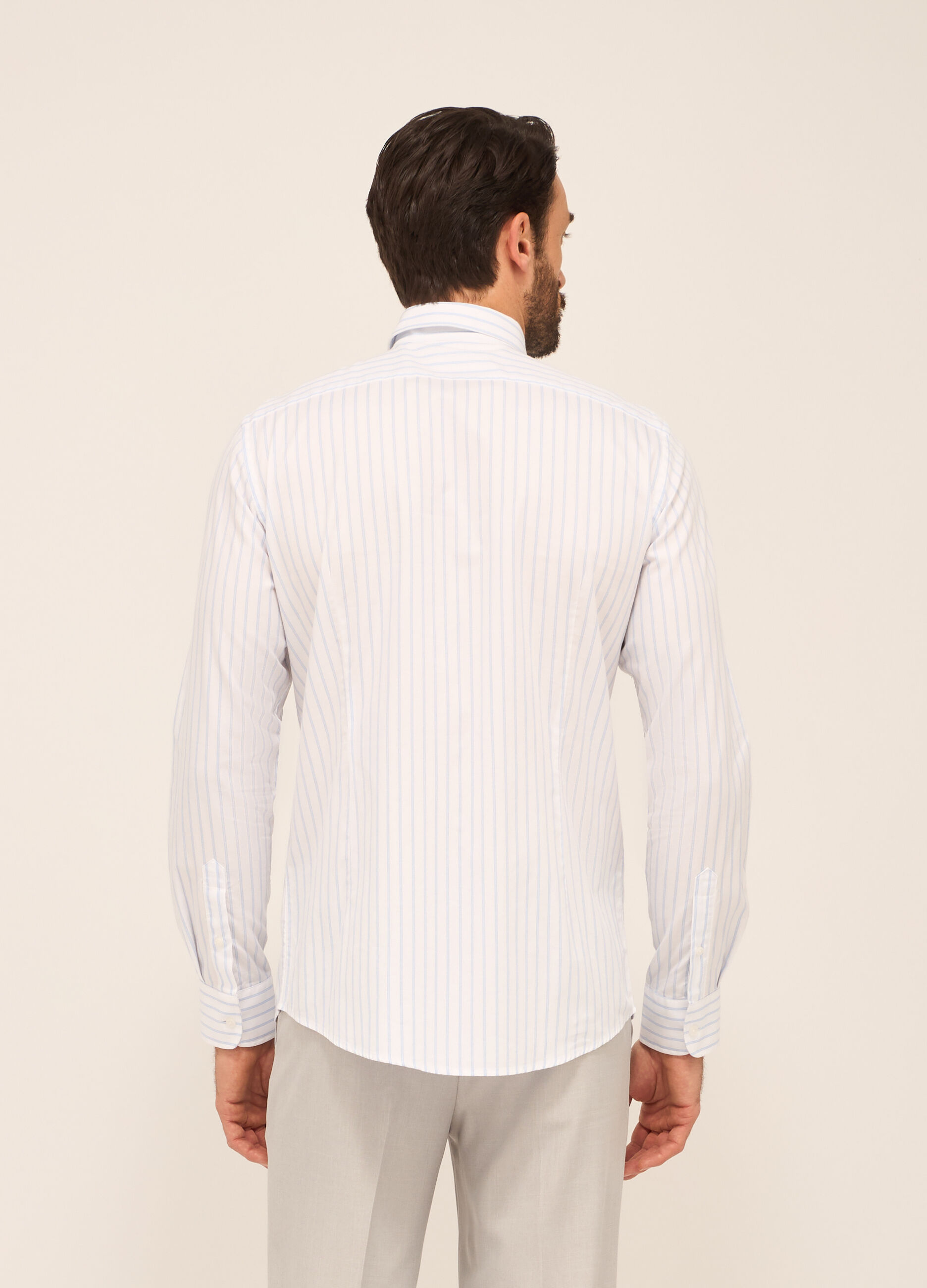 Camicia regular fit in tela di cotone a righe uomo_1
