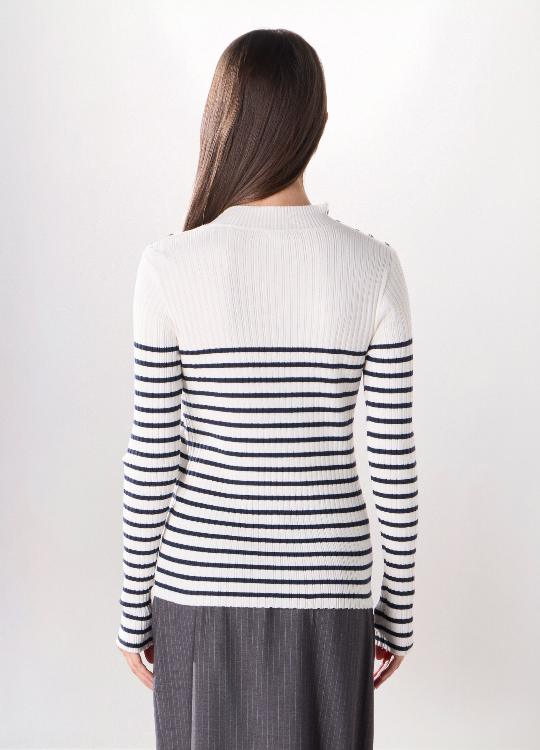 T-shirt in costina misto viscosa donna_1