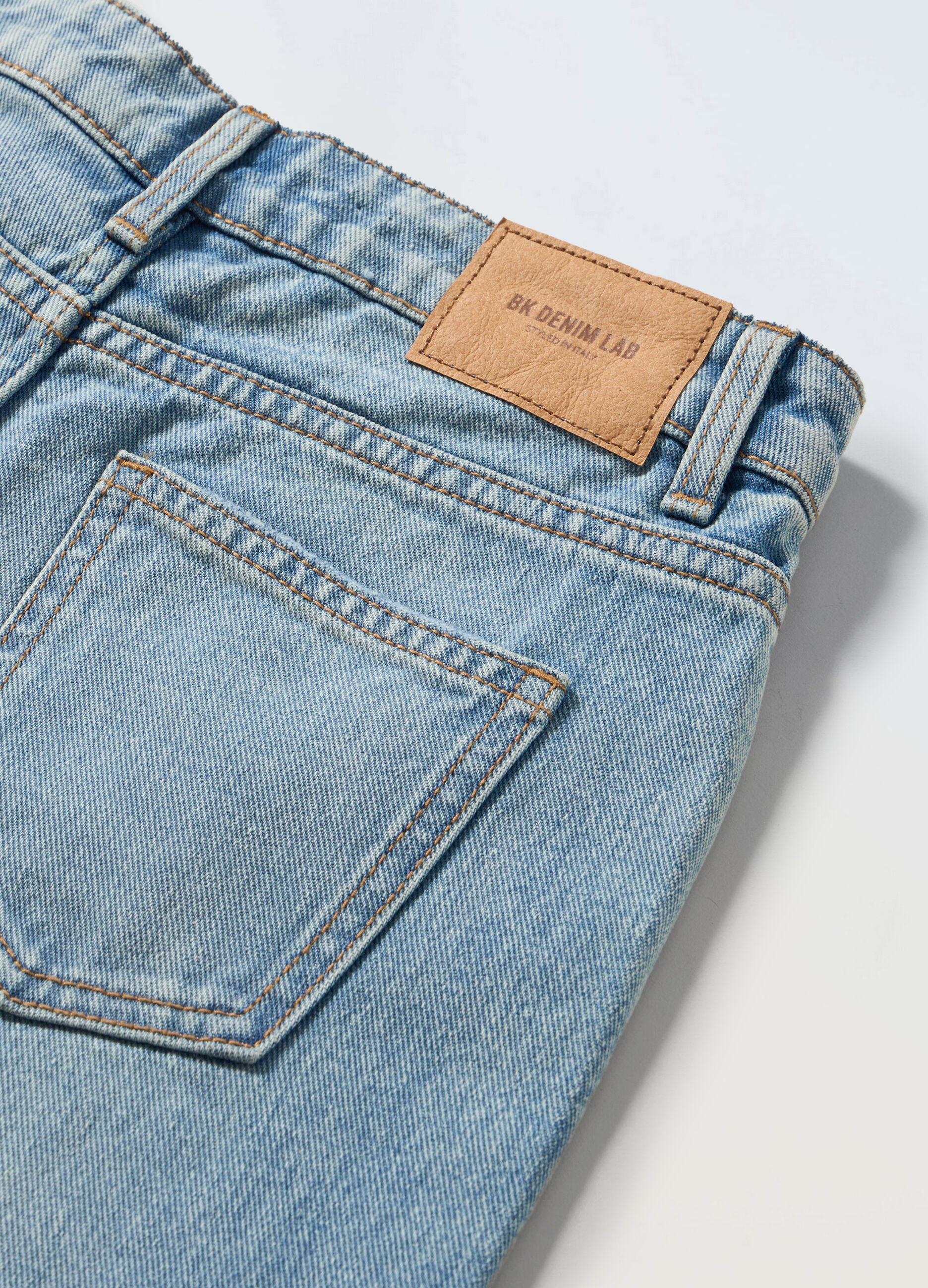 Pantaloni ripped in denim di puro cotone ragazza_1