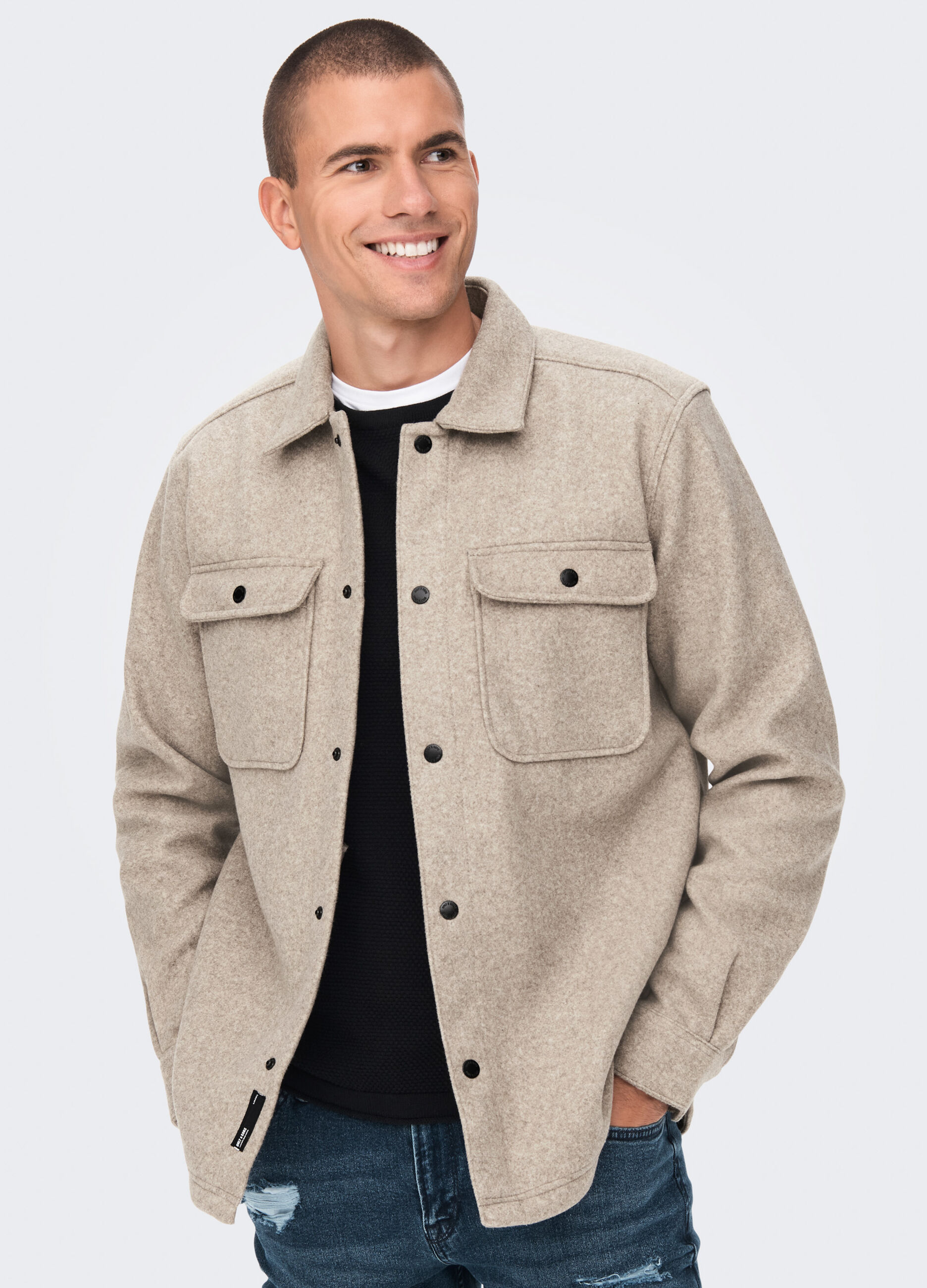 Giacca a camicia effetto feltro uomo_0