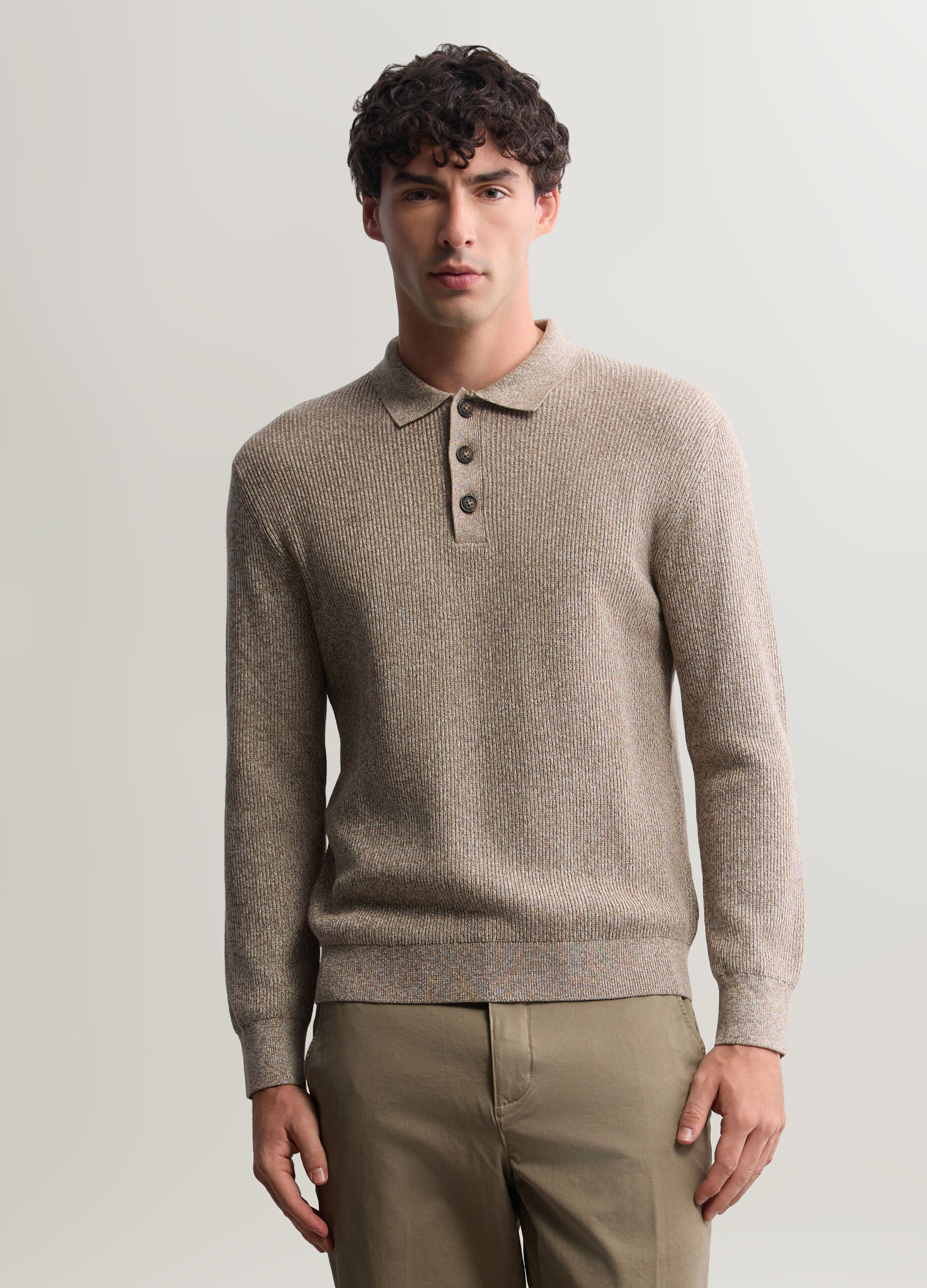 Polo a maniche lunghe in maglia inglese uomo_0
