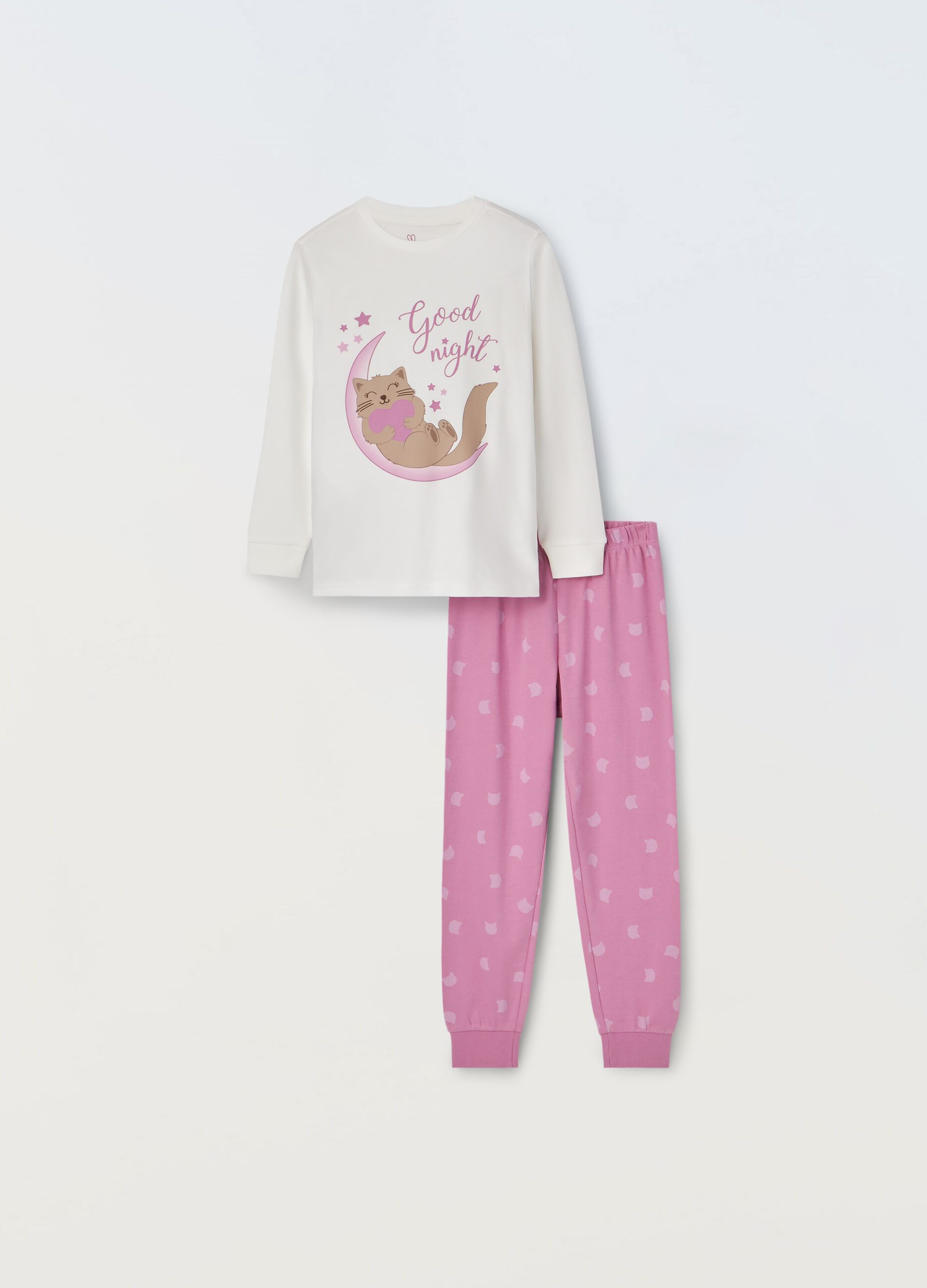 Set pigiama lungo in puro cotone bambina_0