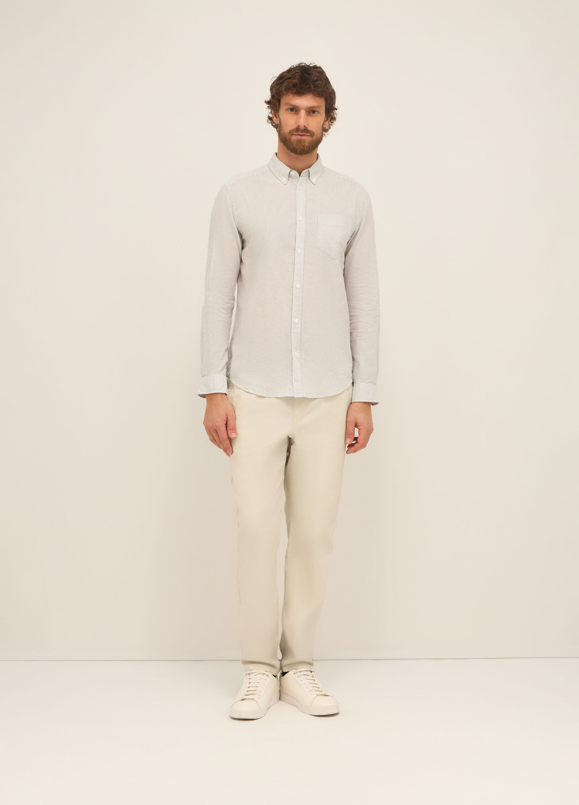 Pantaloni chino in twill di puro cotone uomo_0