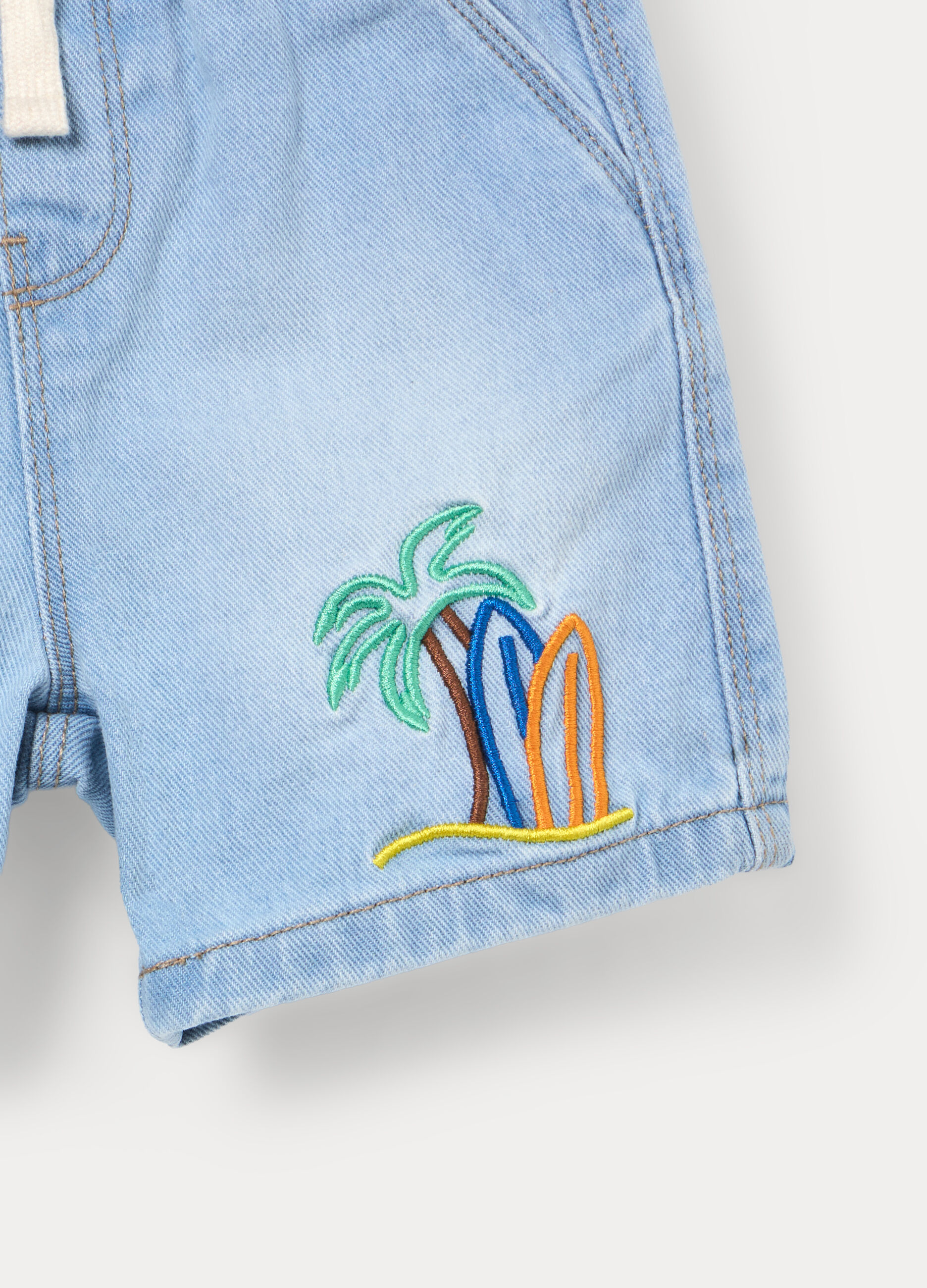 Shorts in denim di puro cotone _2