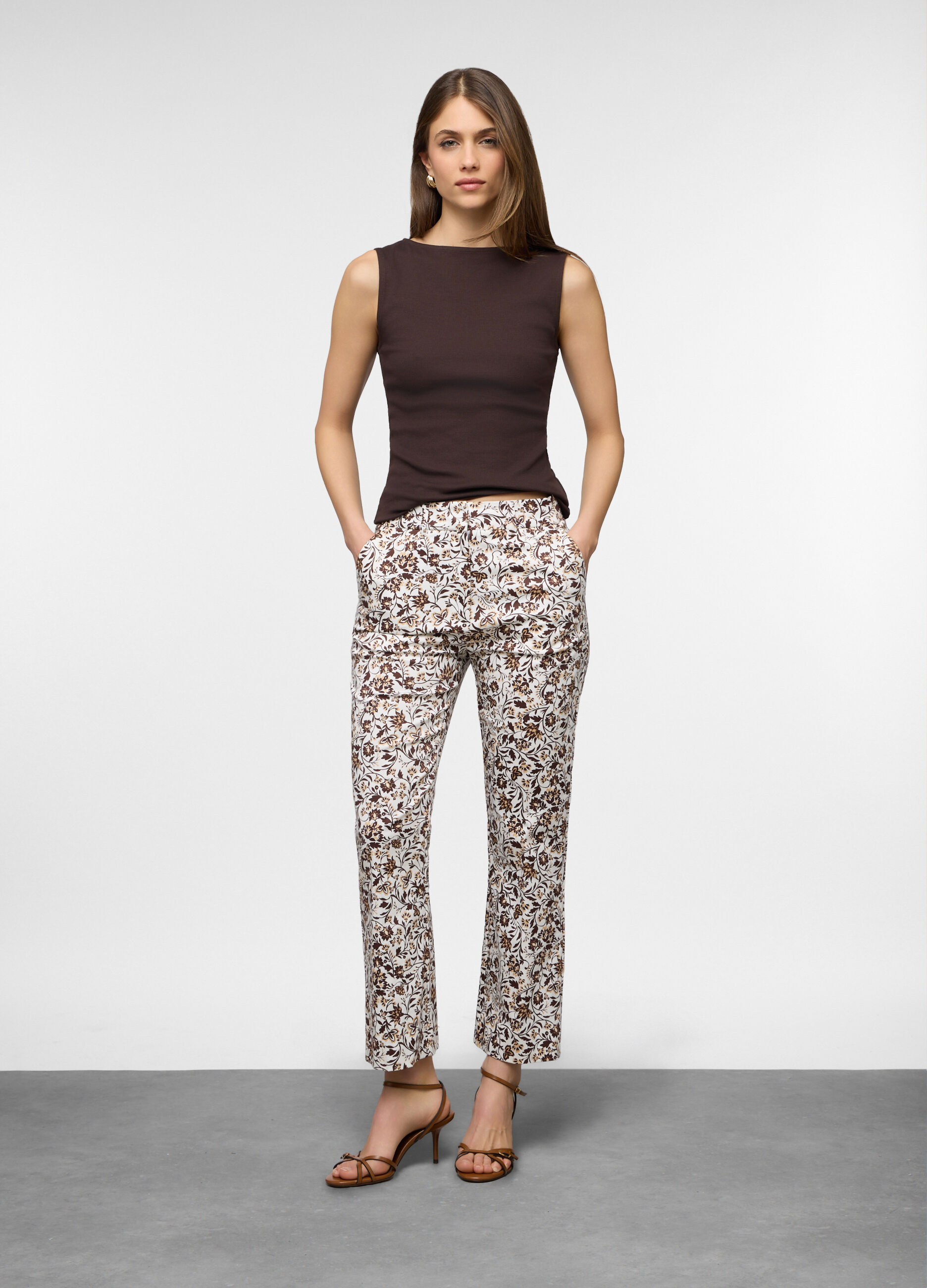 Pantaloni flare fit in cotone stretch donna_0