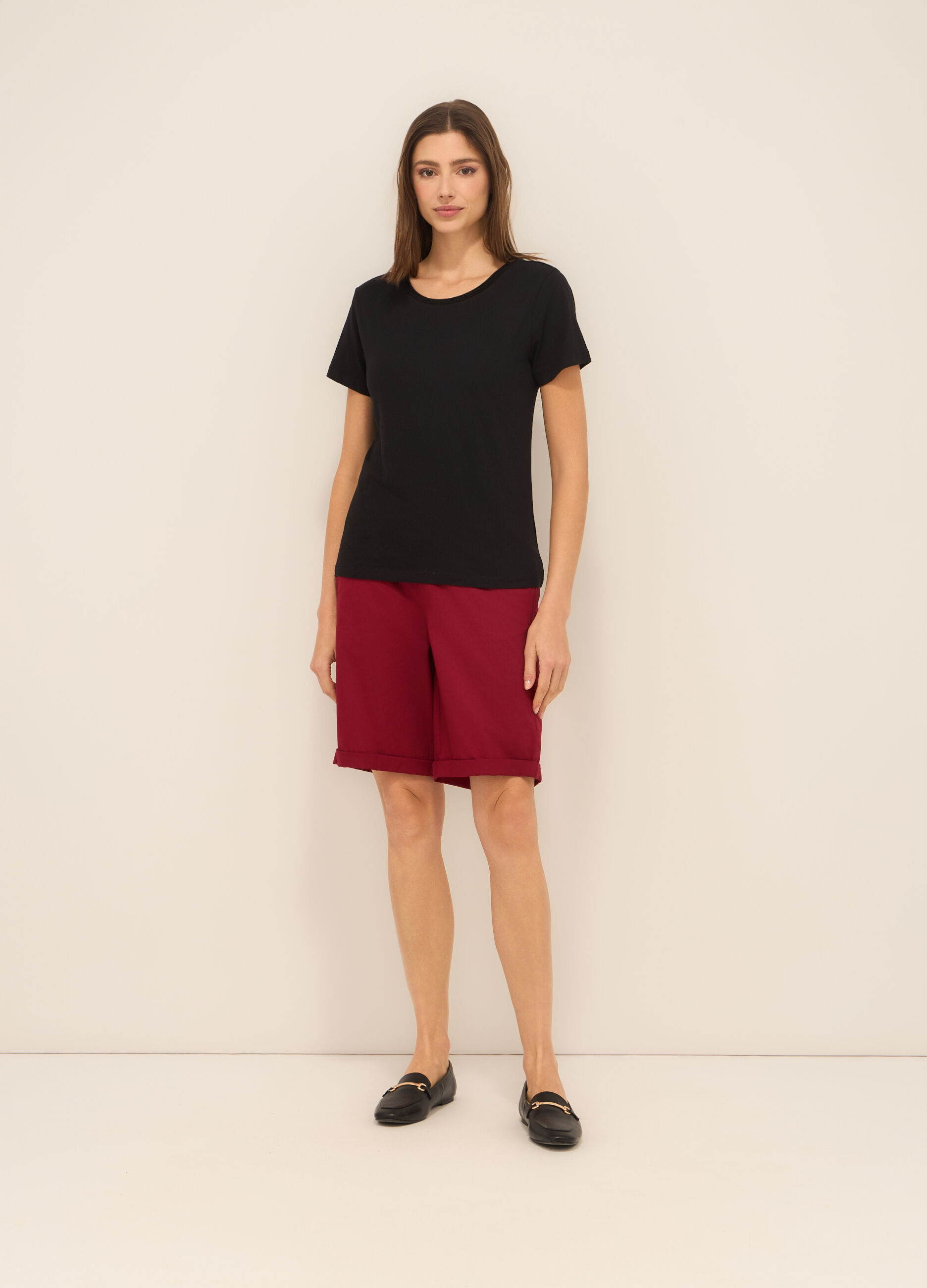 Shorts in twill di cotone stretch donna_0