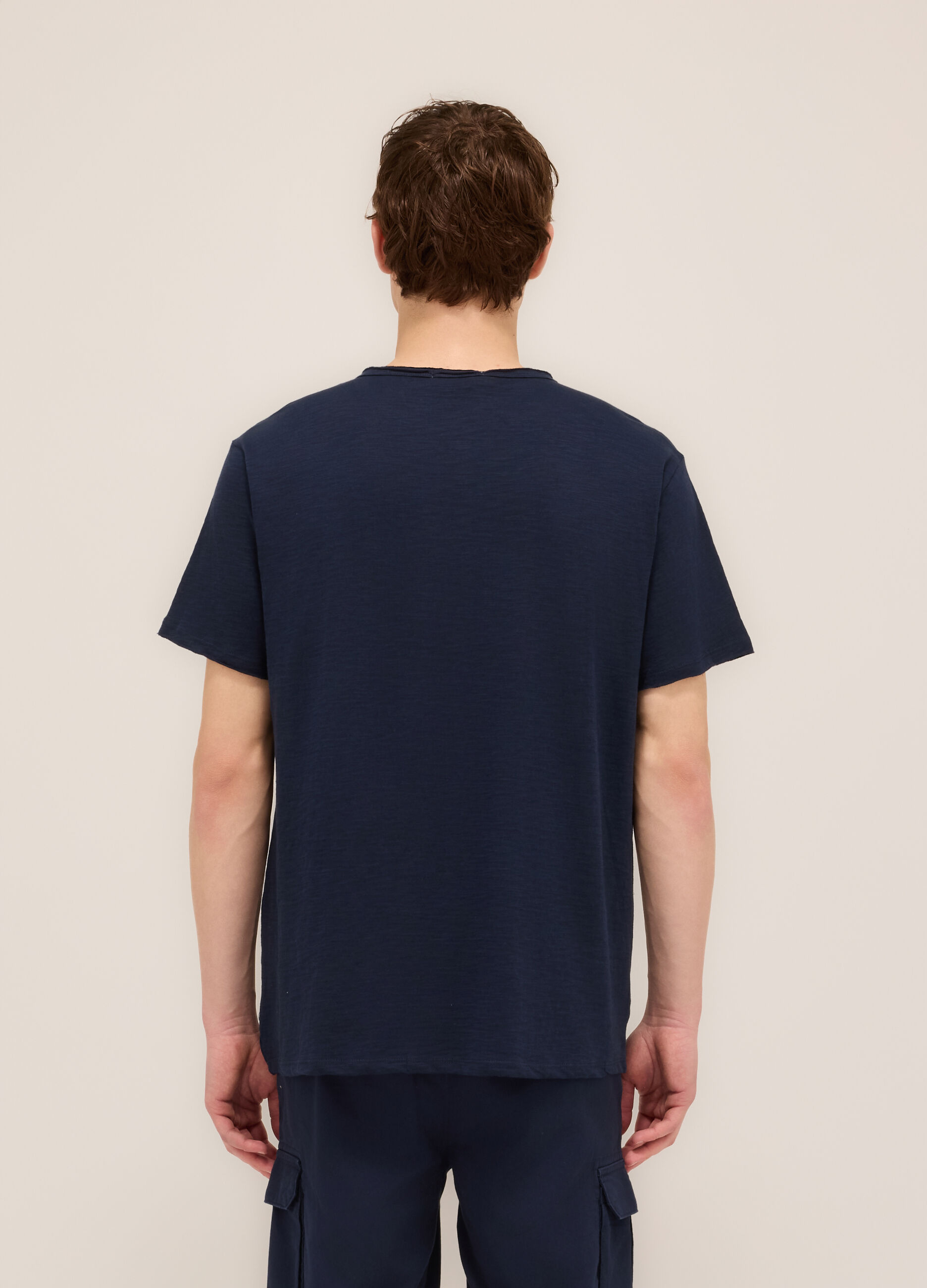 T-shirt serafino in cotone e lino uomo_1