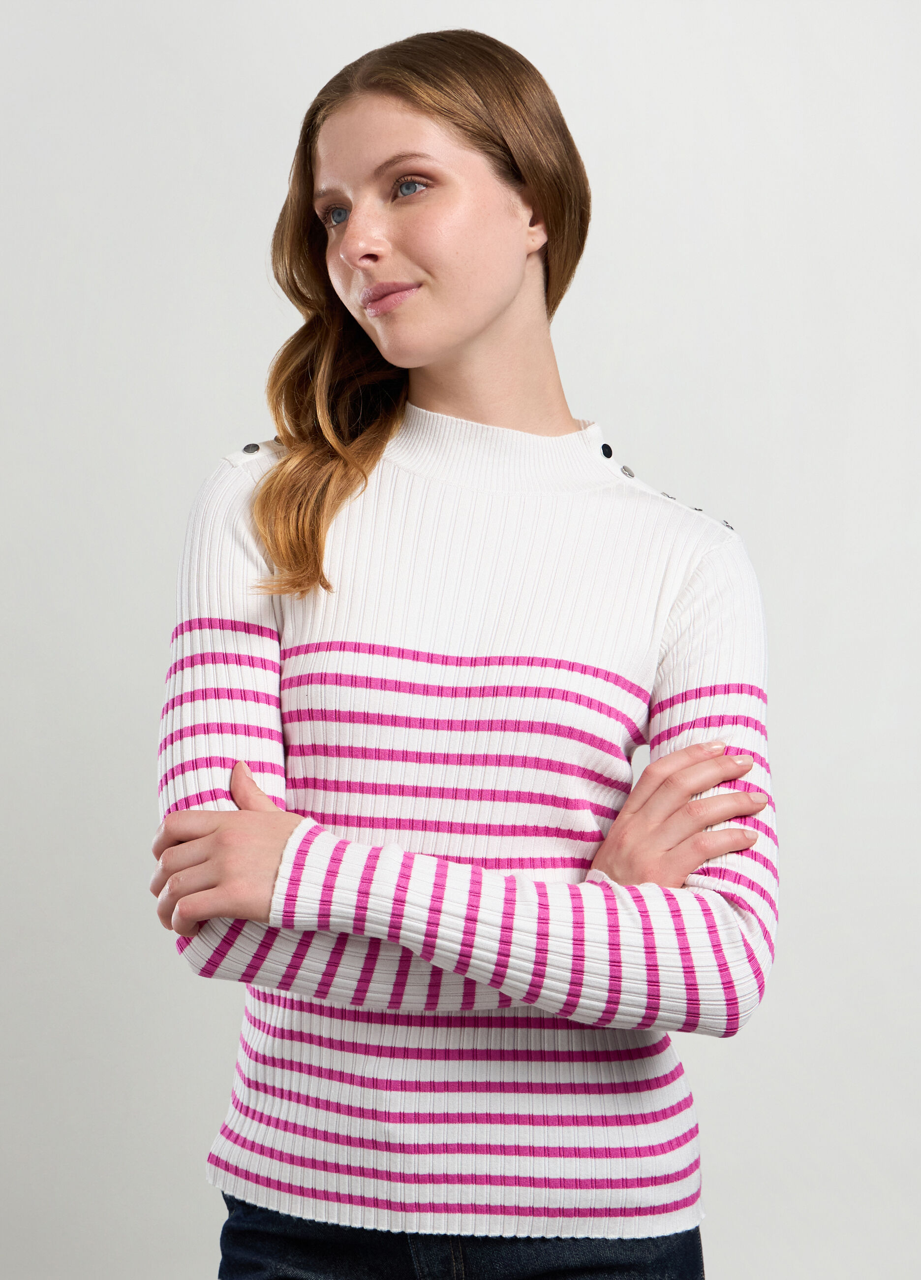 T-shirt in costina di misto viscosa _2