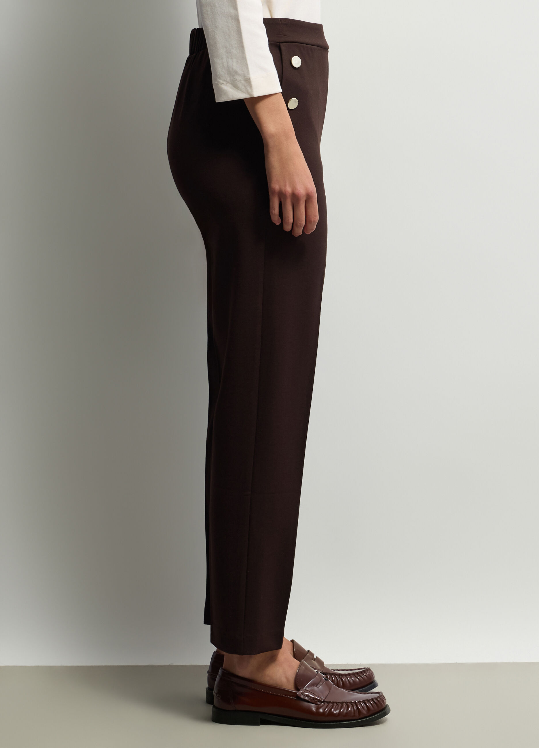 Pantalone Comfort Fit in Punto Milano misto viscosa stretch donna _1