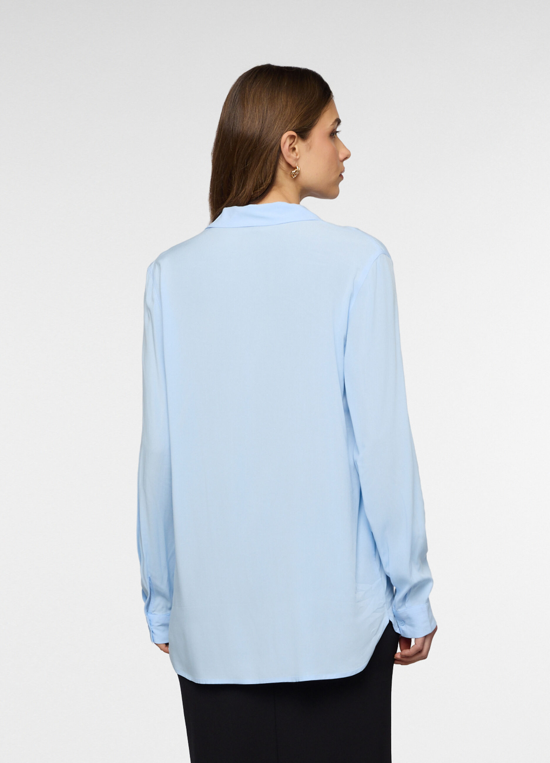 Blusa con scollo a V in pura viscosa donna_1