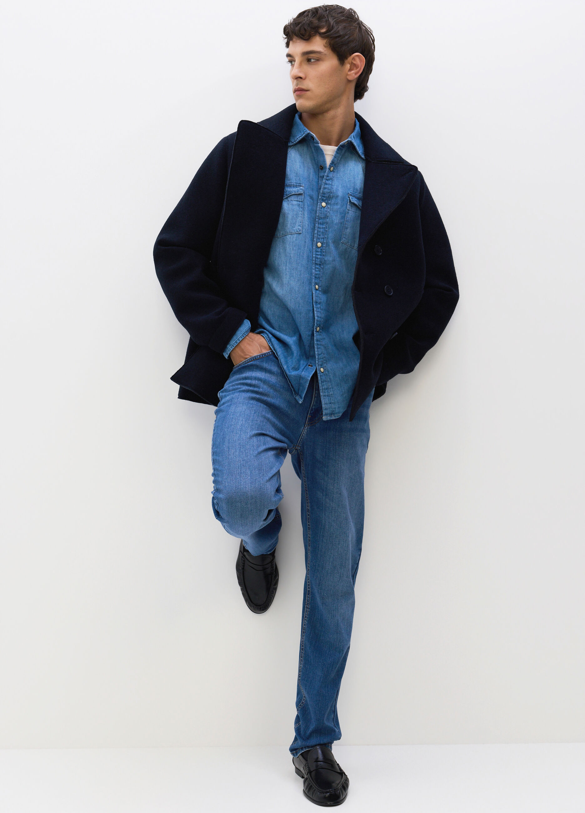 Jeans 5 tasche regular fit in denim stretch uomo_0