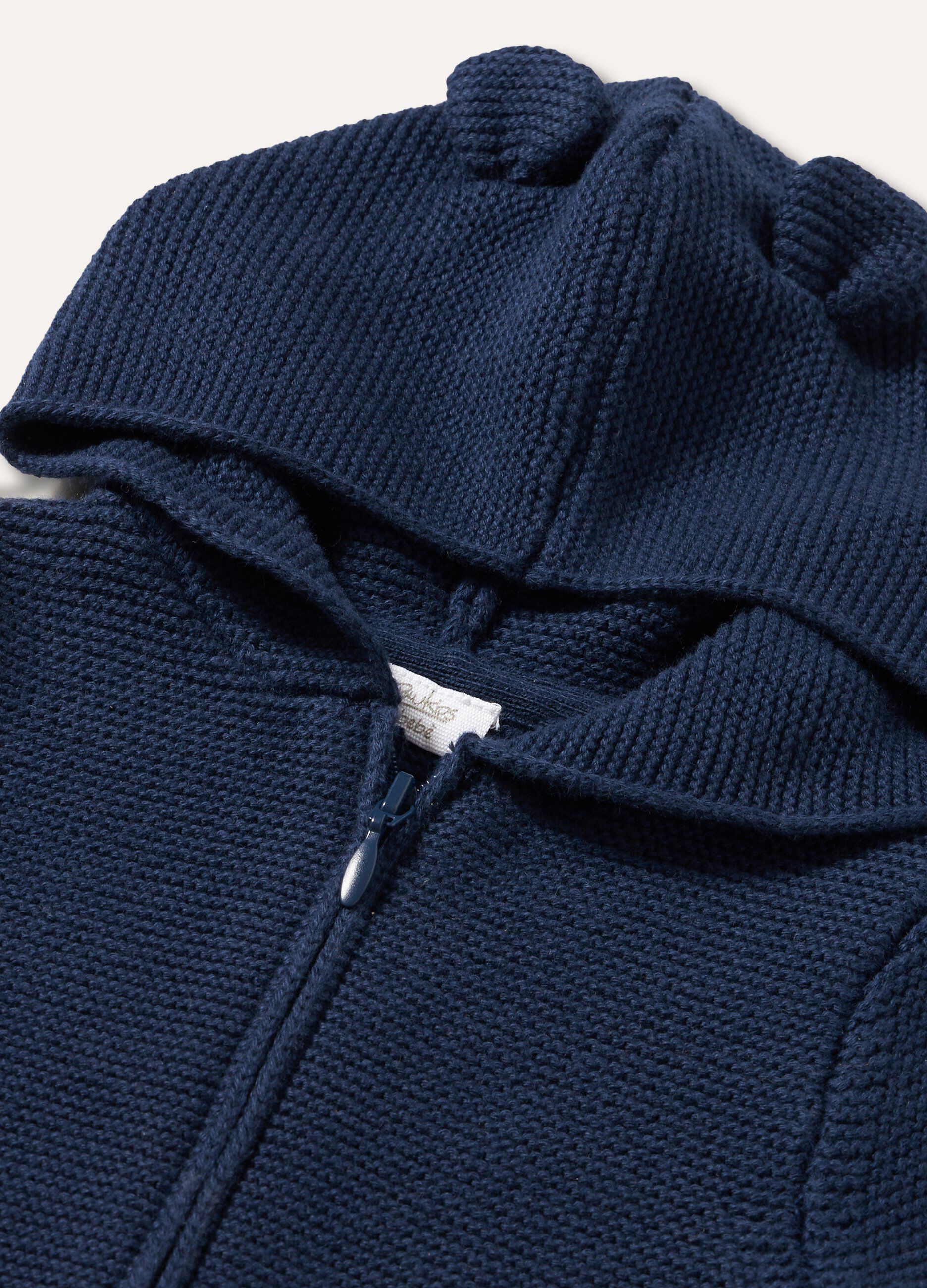 Cardigan con cappuccio in puro cotone neonato_1