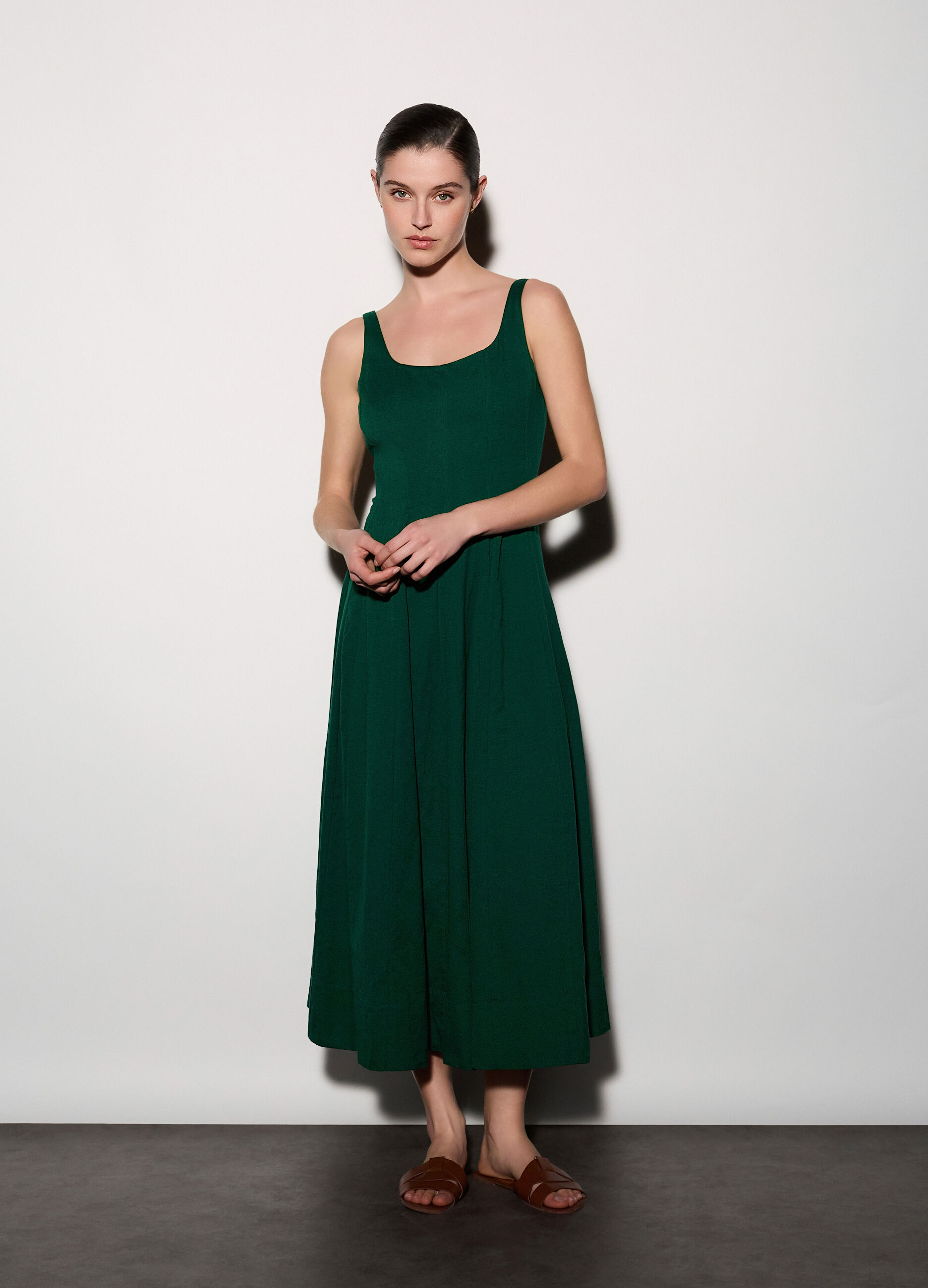 Abito lungo misto lino donna_0
