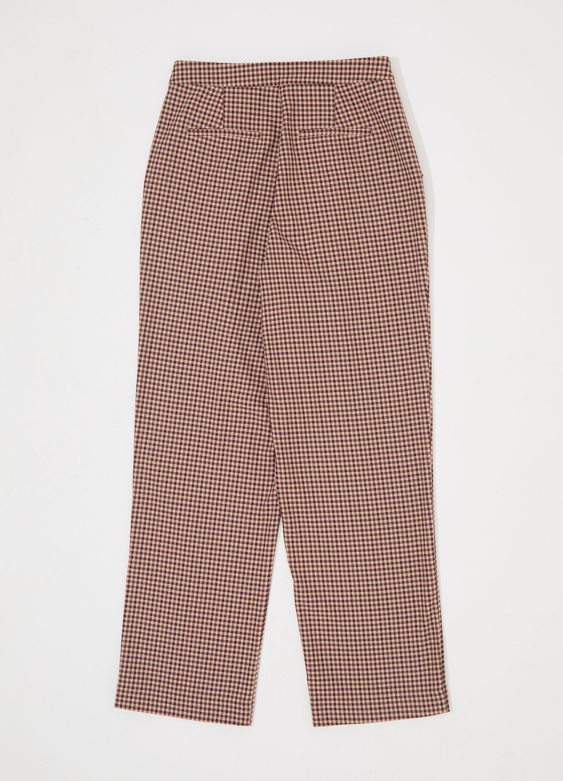 Pantalone a vita alta a quadretti donna_5