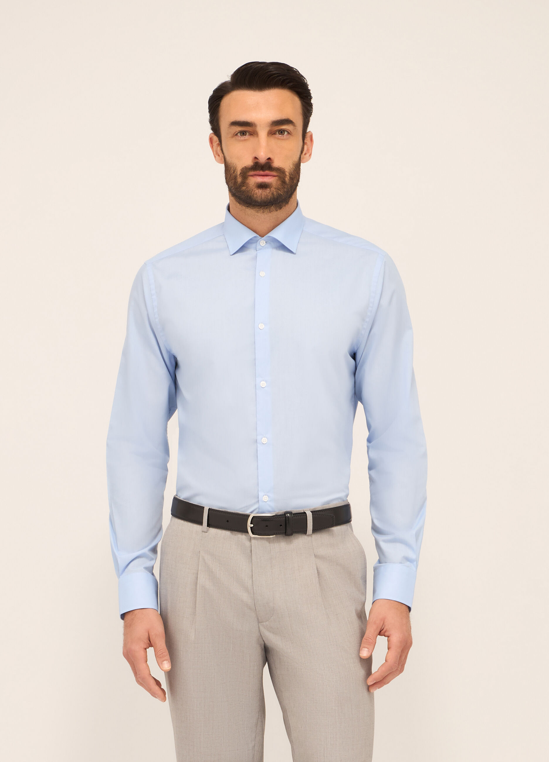 Camicia regular fit in misto cotone uomo_0