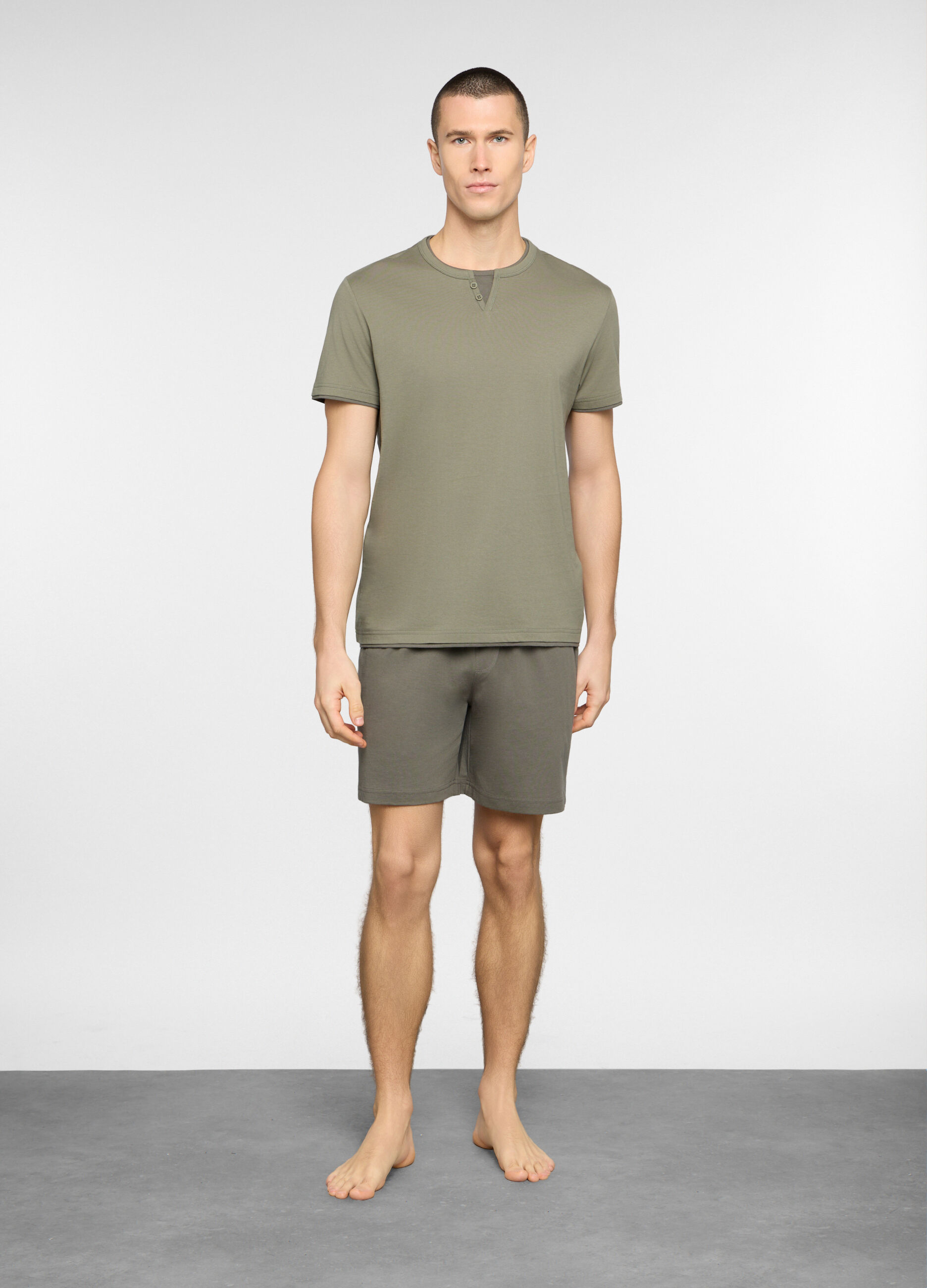 Pigiama corto bicolore in cotone uomo_0