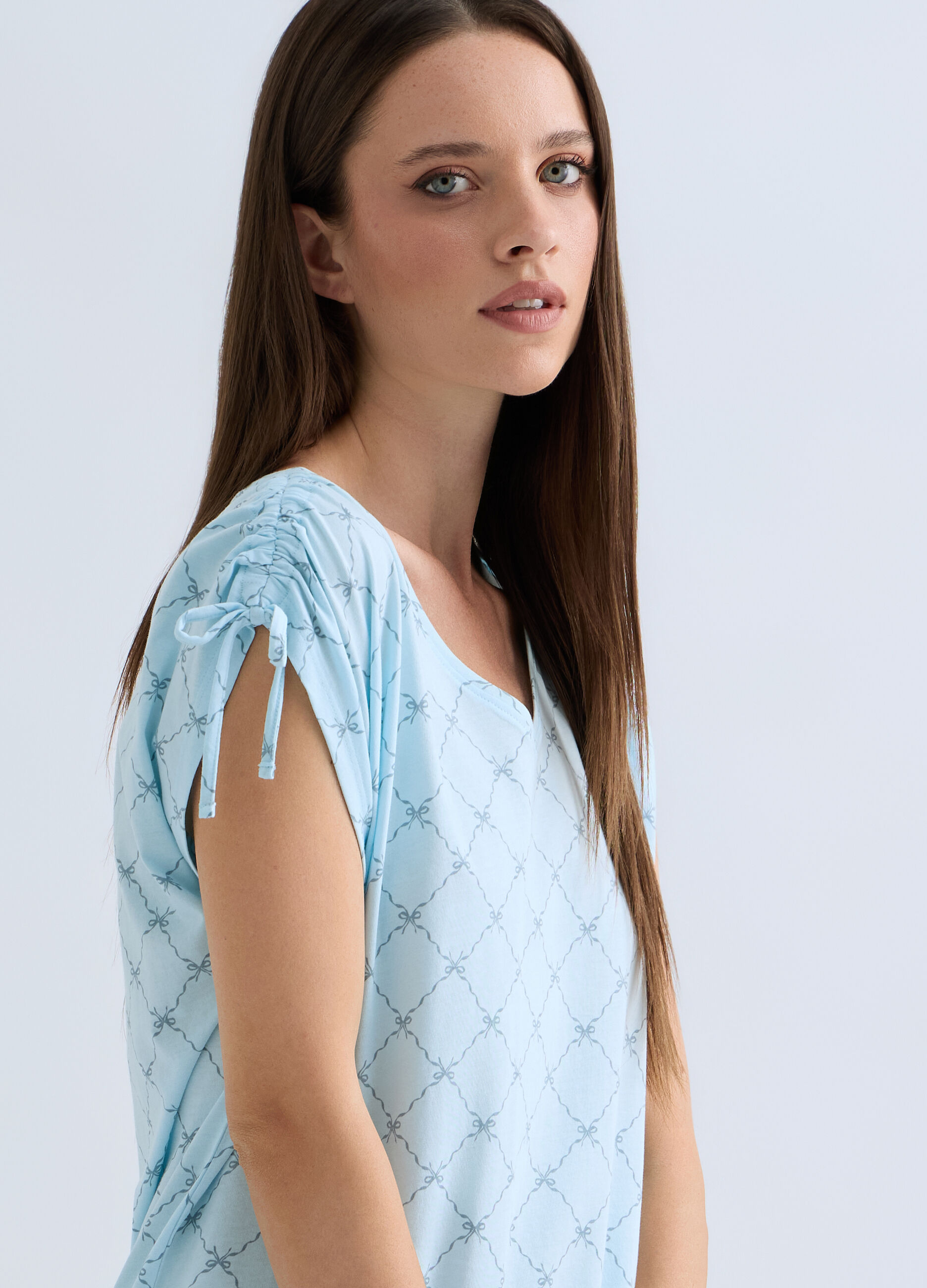 Pigiama corto in puro cotone donna_2