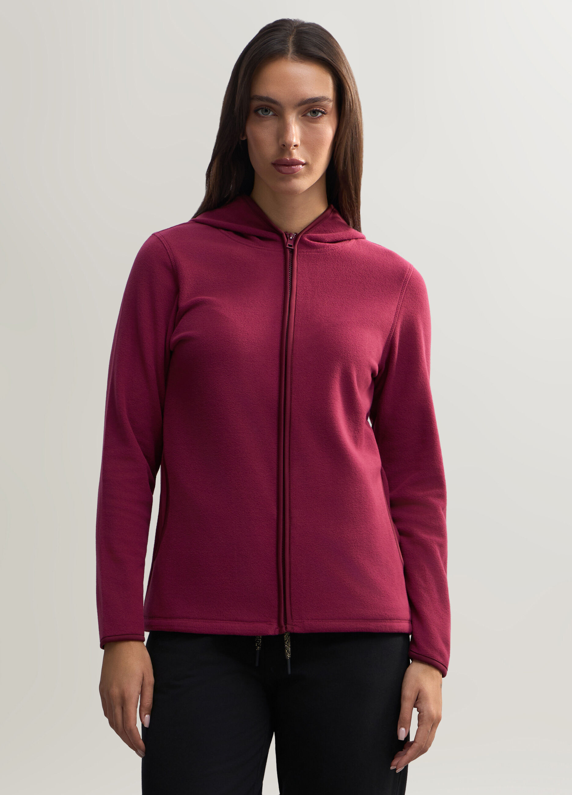 Felpa in pile con cappuccio donna