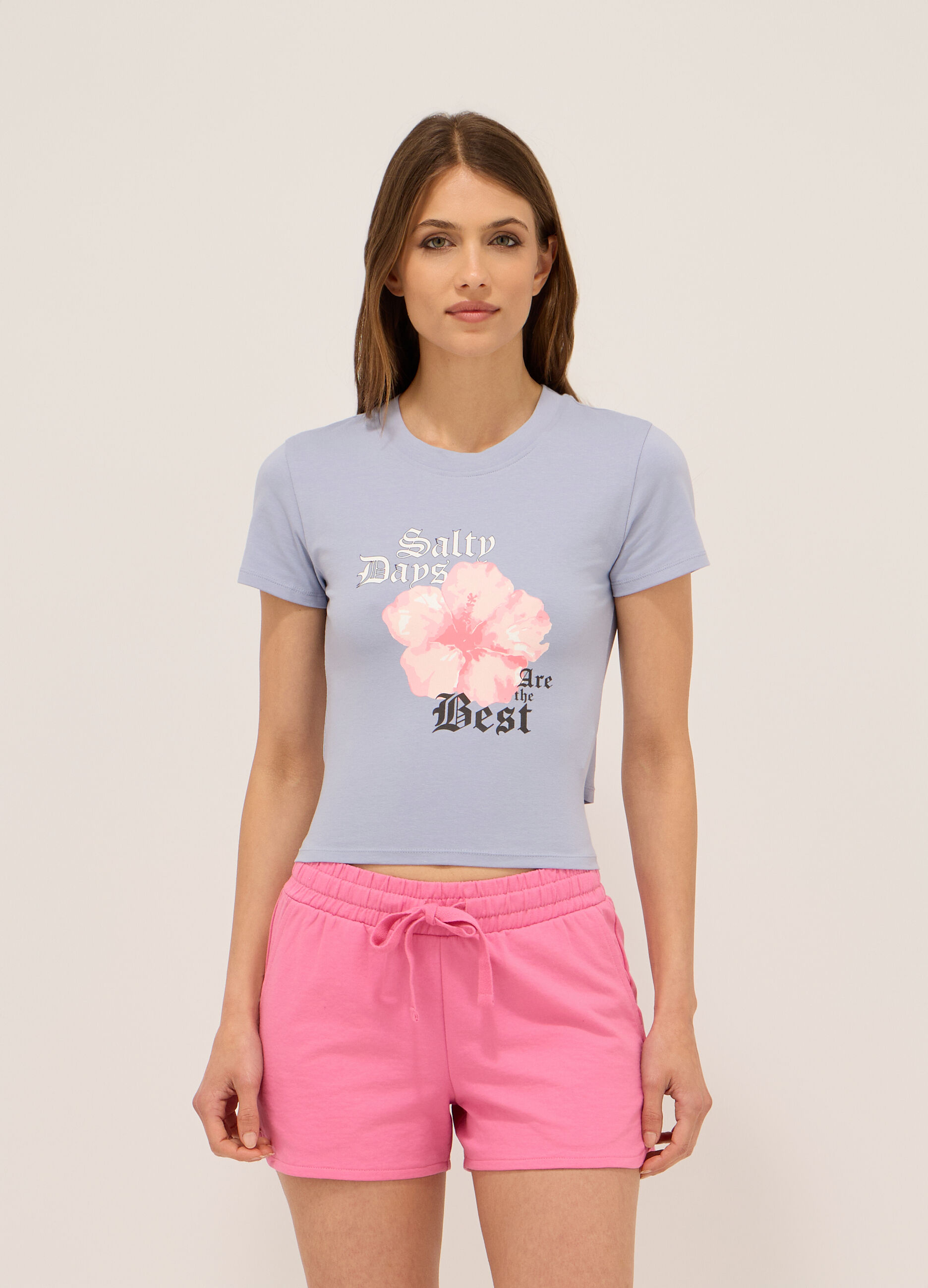 T-shirt in jersey di cotone stretch donna_0