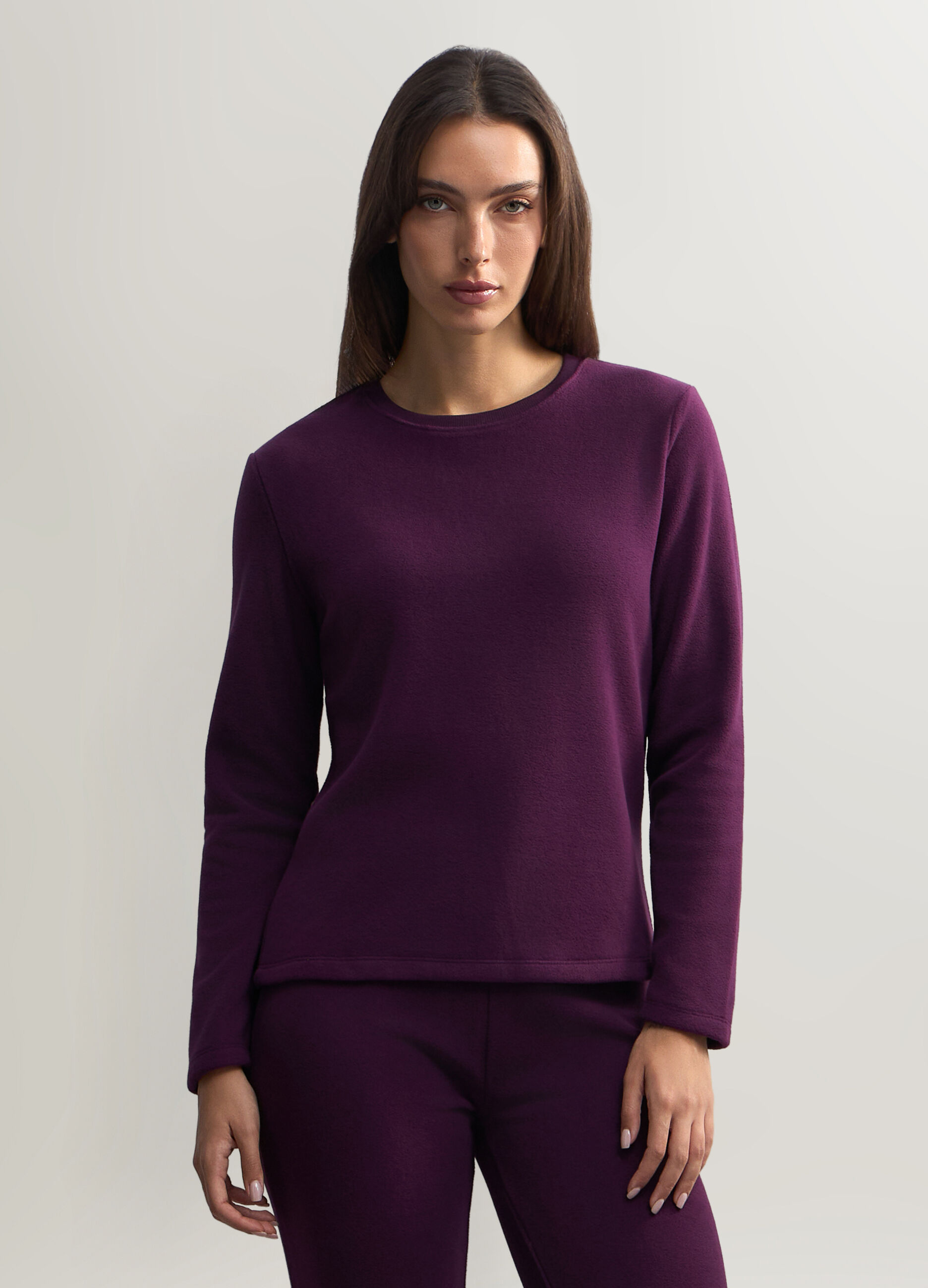Felpa girocollo in pile donna_0