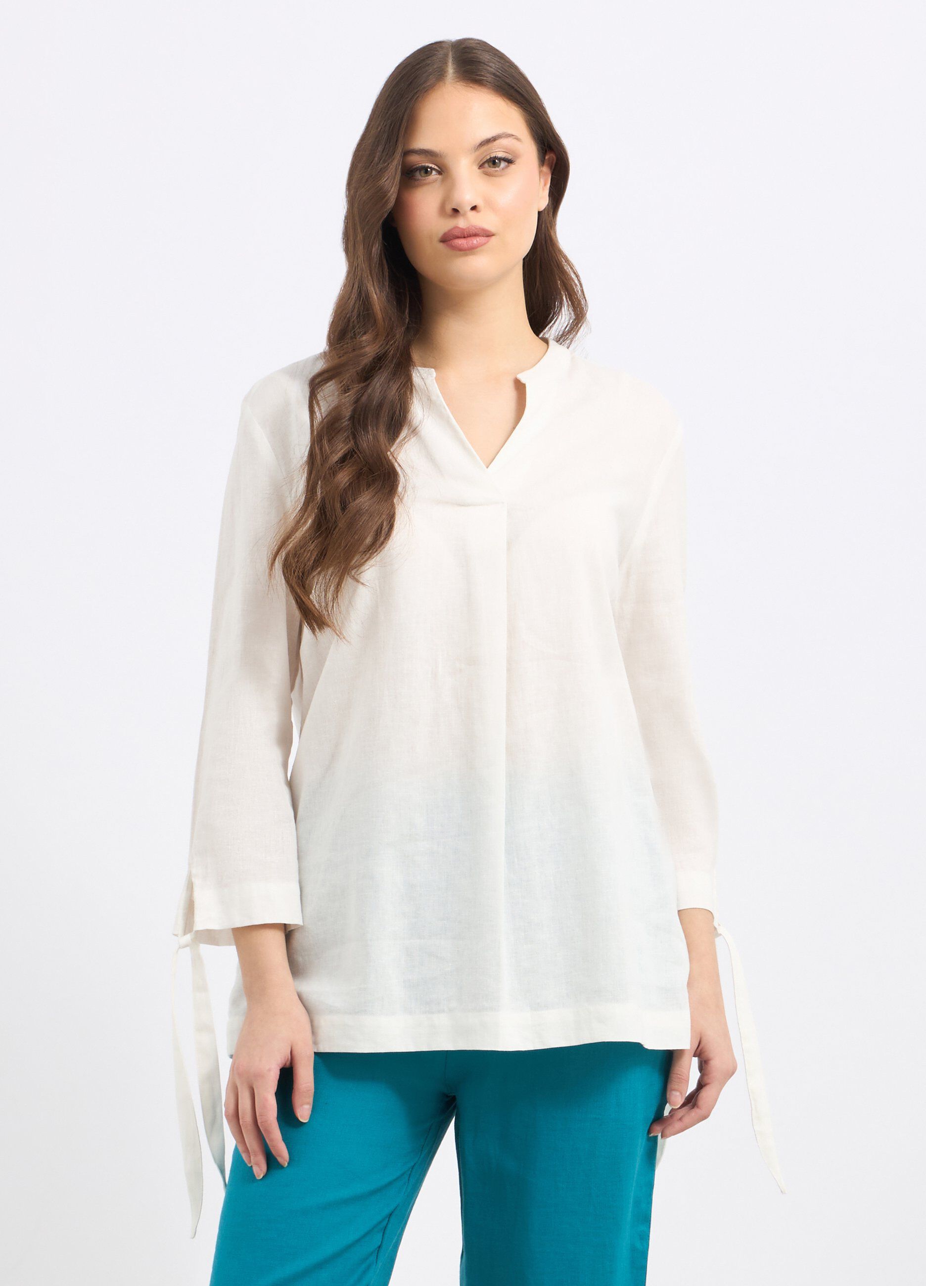 Blusa in misto lino donna_0
