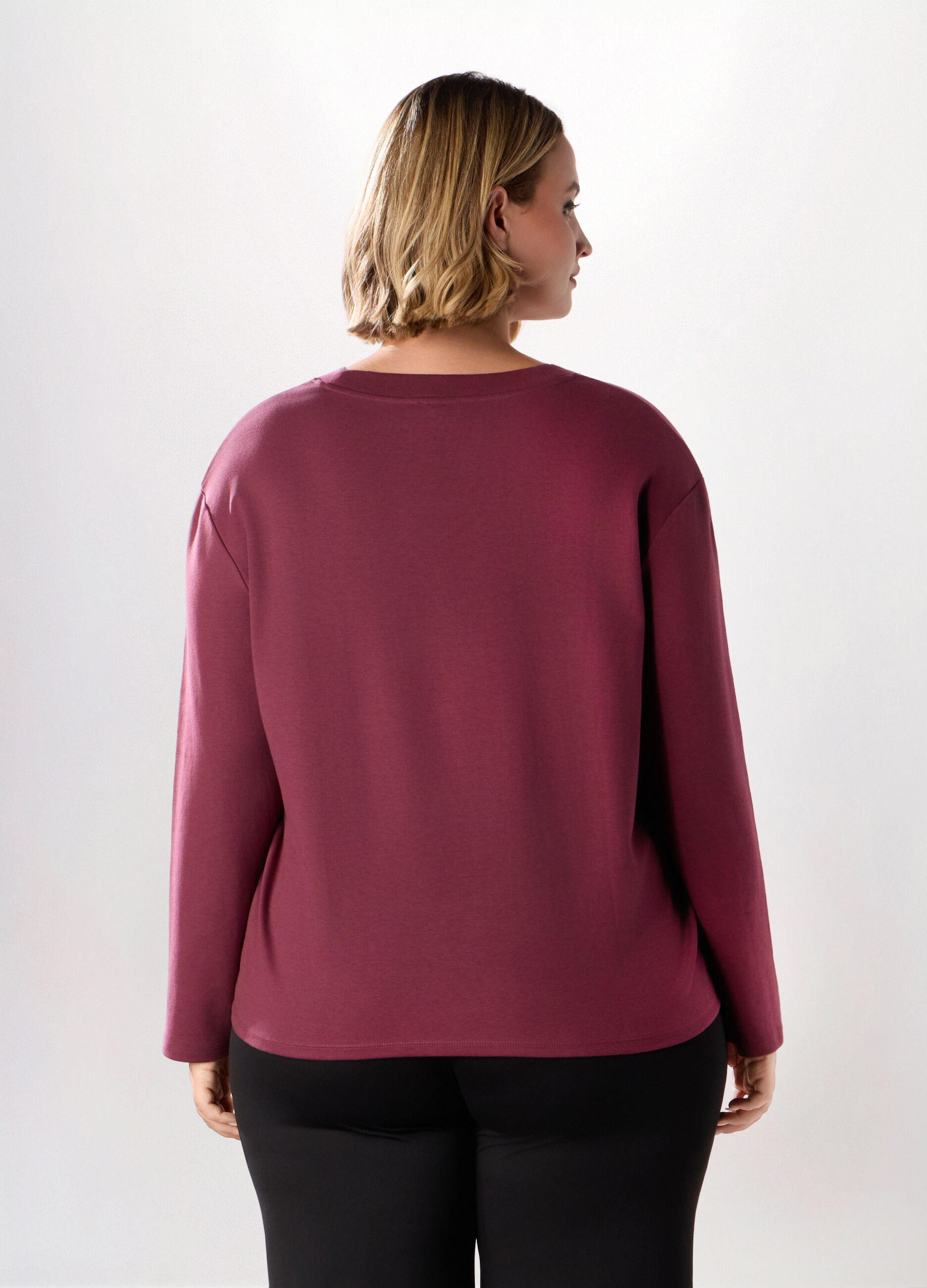 T-shirt in interlock di cotone stretch donna_1