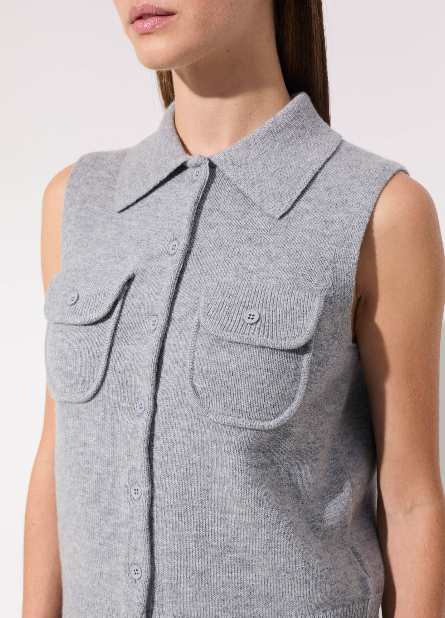 Gilet tricot in pura lana donna_3