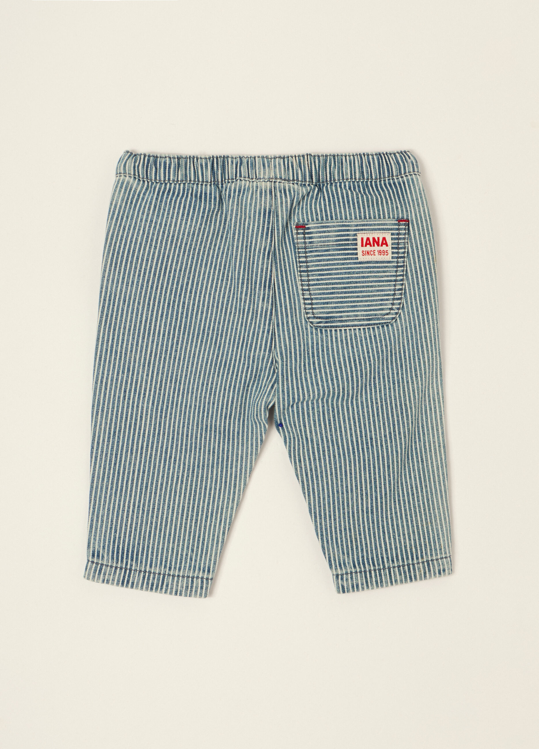 Pantaloni blu in misto cotone, viscosa e lyocell_1